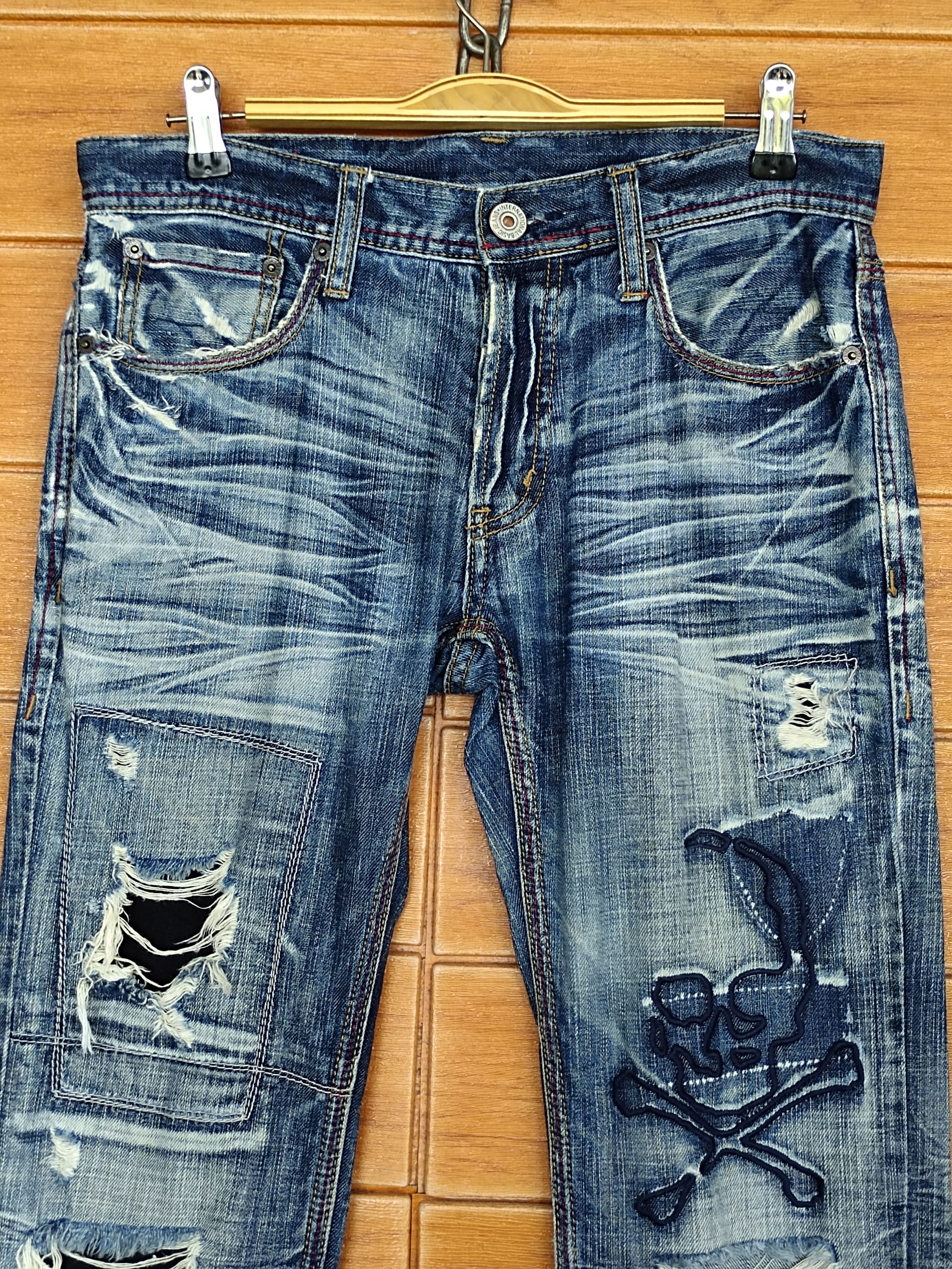 Kapital Edge Rupert Skull Distressed Denim Jeans Size US 31 - 3 Thumbnail