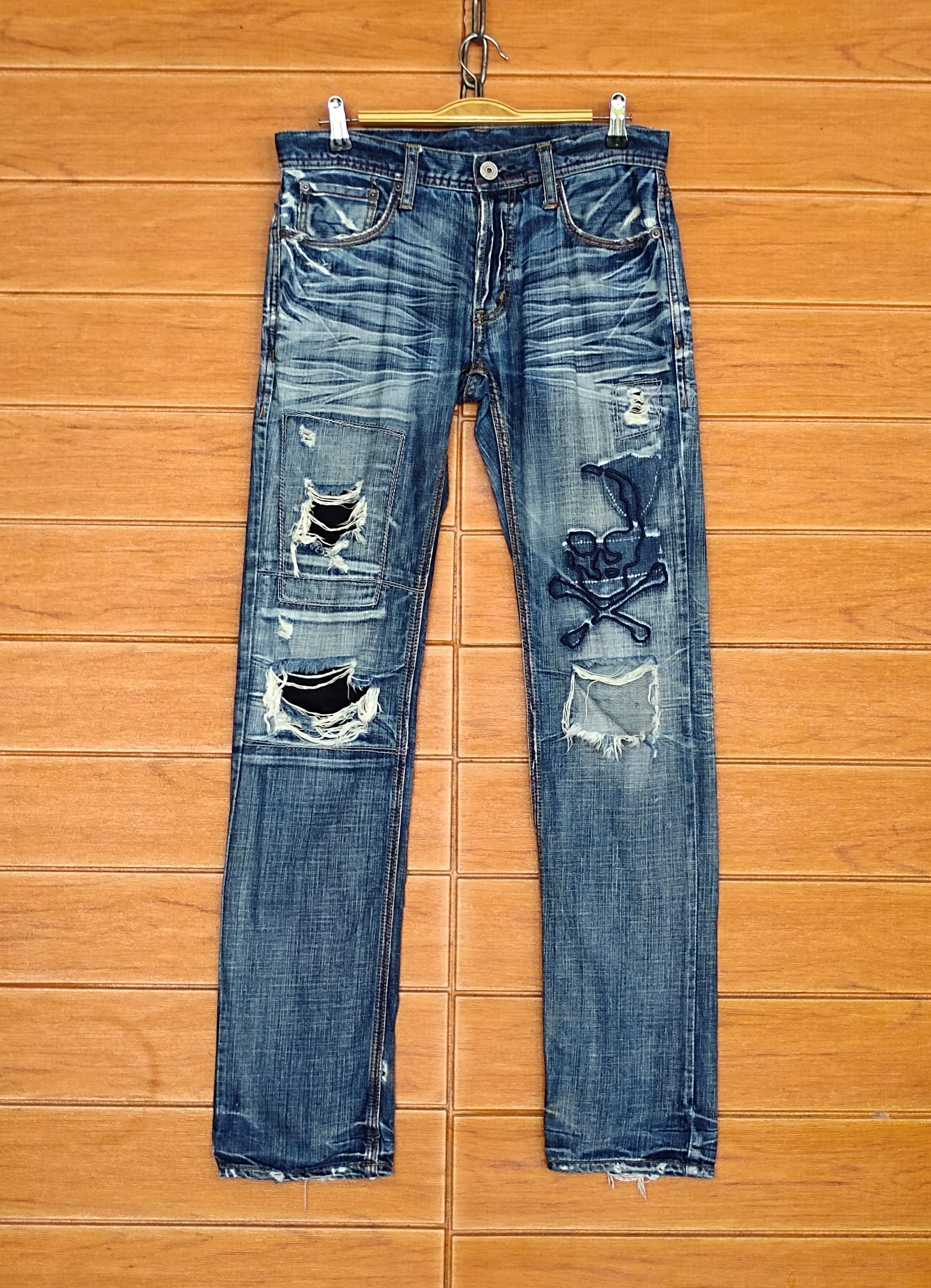 Kapital Edge Rupert Skull Distressed Denim Jeans Size US 31 - 2 Thumbnail