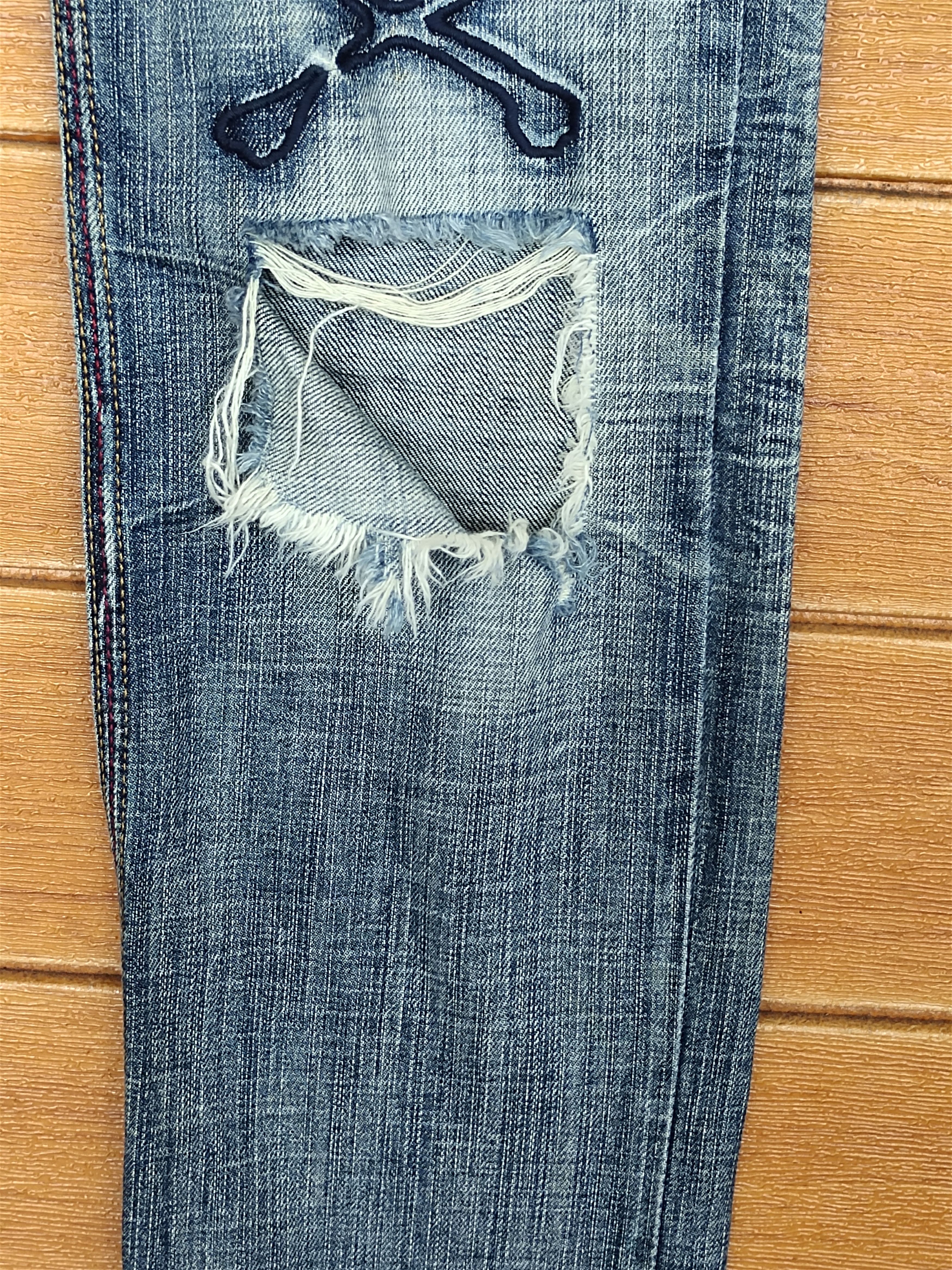 Kapital Edge Rupert Skull Distressed Denim Jeans Size US 31 - 5 Thumbnail