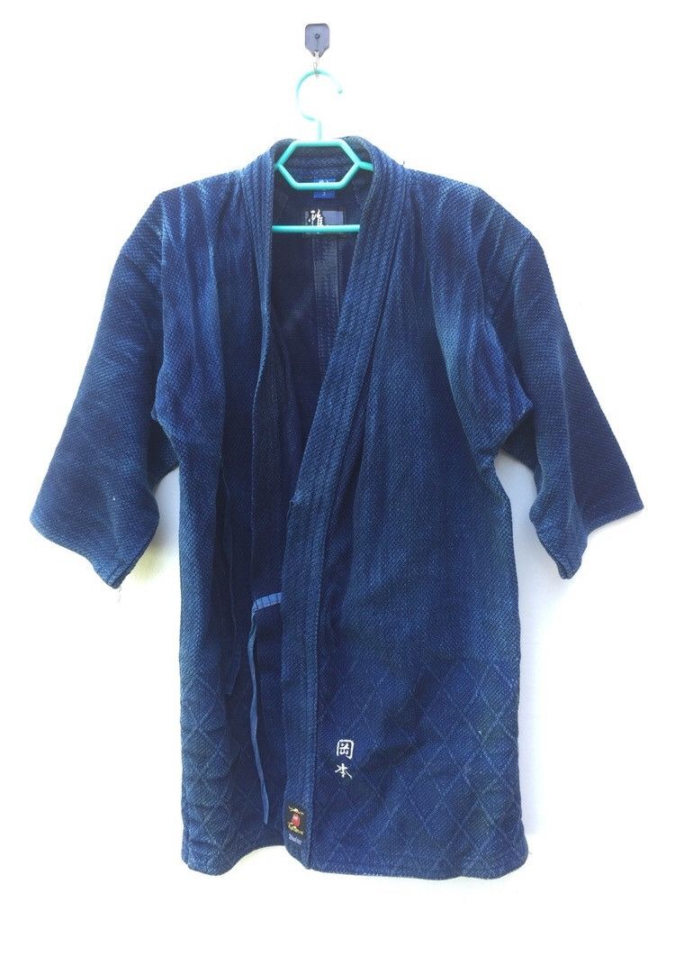 Indigo × Japanese Brand INDIGO DYED HEM NORAGI VINTAGE WORKWEAR KIMONO JAPAN FARMER Size US S / EU 44-46 / 1 - 1 Thumbnail