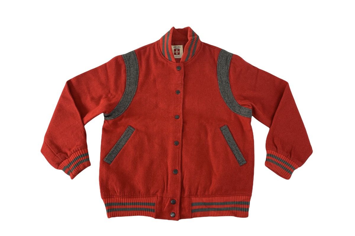 image of Varsity Jacket x Vintage Hype Village Gate Moc Traditional Varsity Bomber Jacket in Red (Size Mediu