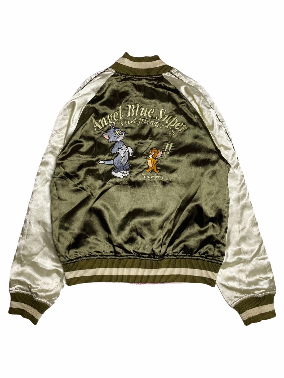 ☠️NEEDGONE☠️90s Angel Blue Reversible Satin Tom & Jerry