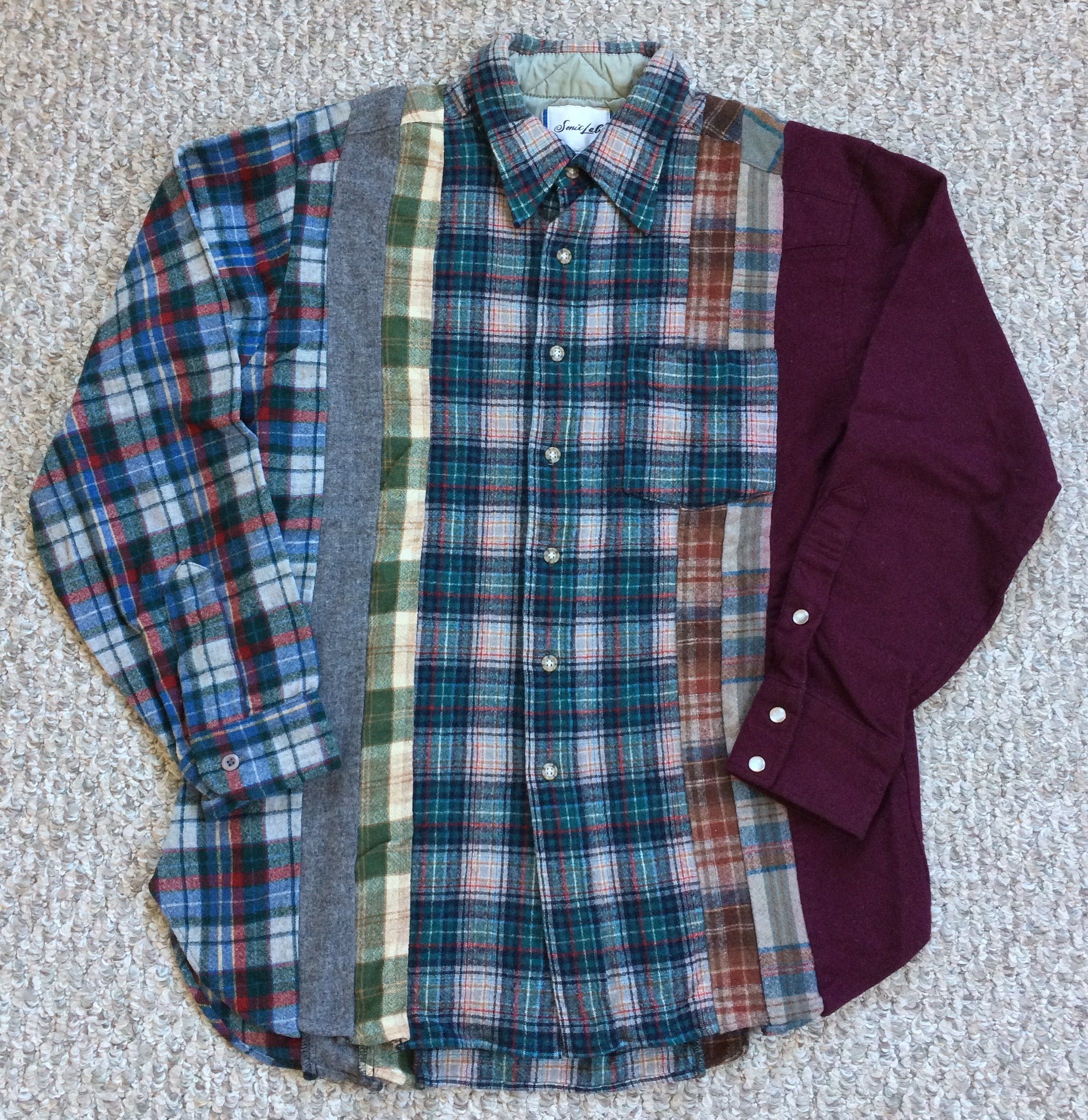 image of Needles x Sonic Lab Early 7 Cut Rebuild Wool Flannel! in Mix, Men's (Size Small)