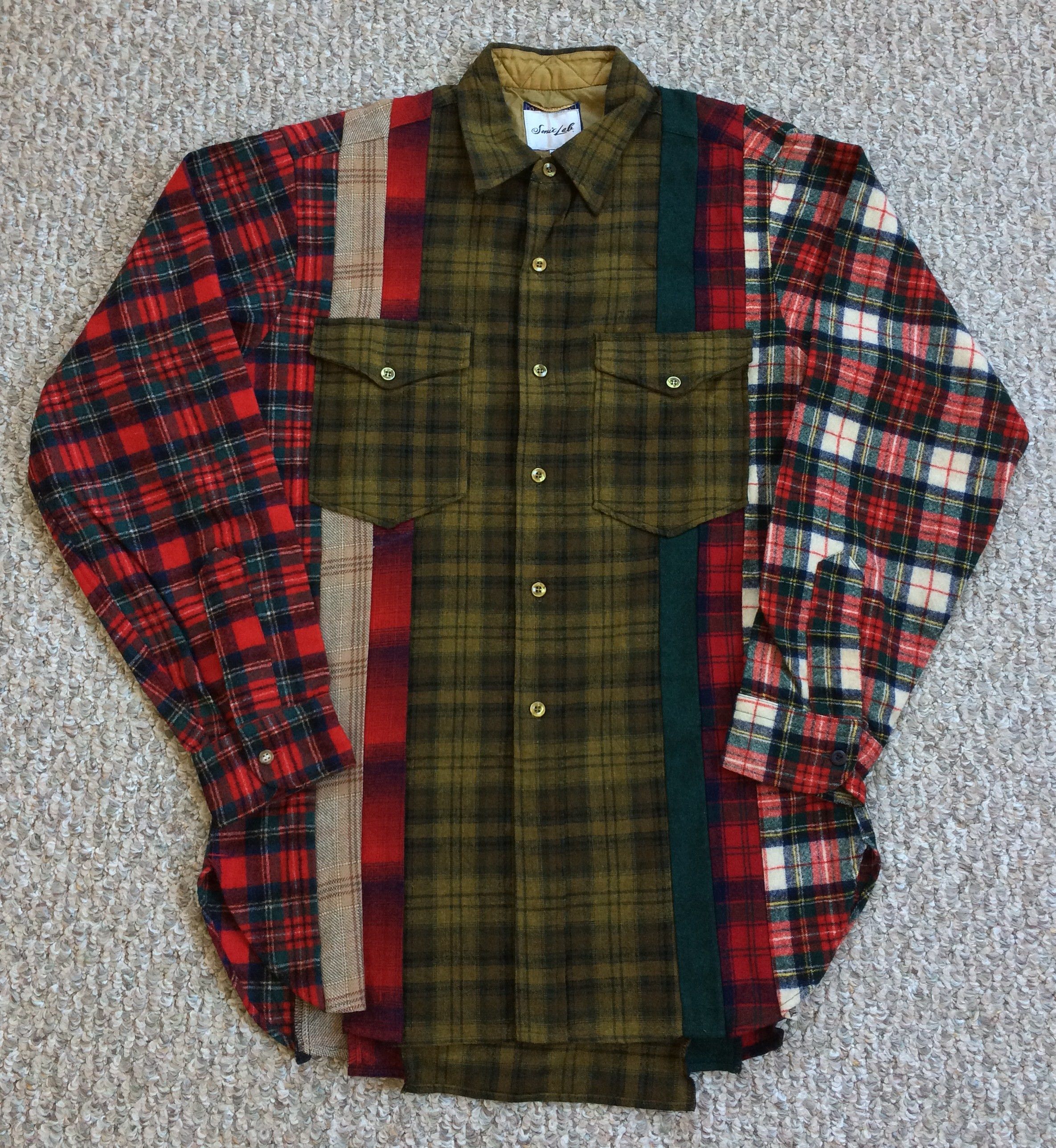 image of Needles x Sonic Lab Early 7 Cut Rebuild Wool Flannel! in Mix, Men's (Size Small)