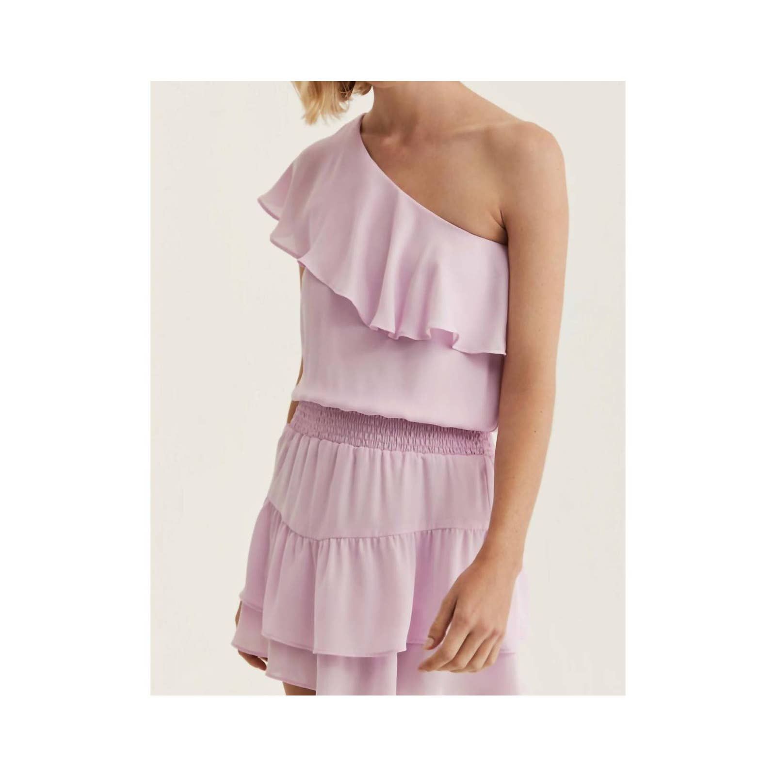 Krisa One Shoulder Ruffle Dress In Lavender | Grailed