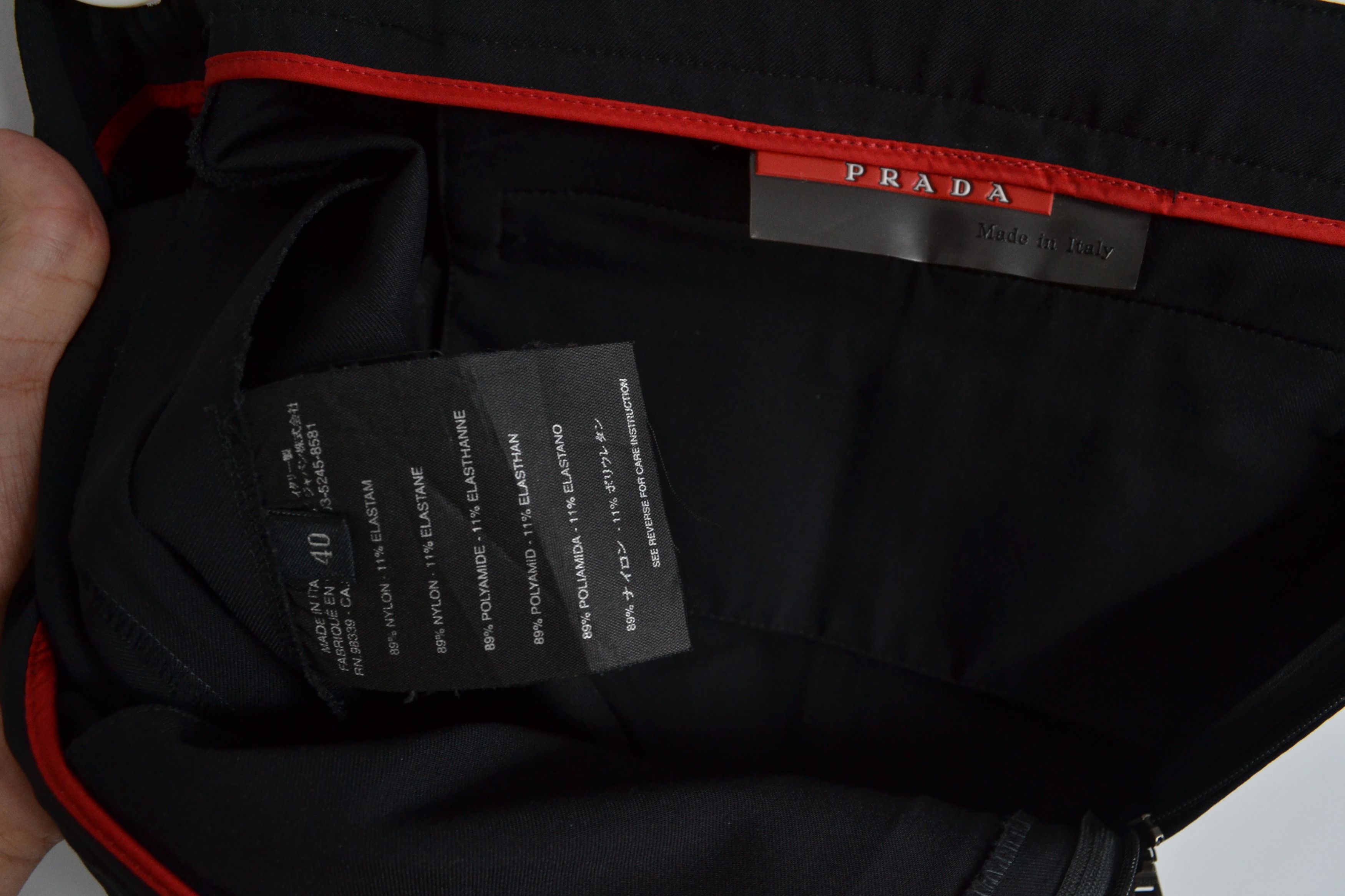 Prada 🔴 PRADA Pants Trousers Sport Nylon Red Tab Zip Black Size 28" / US 6 / IT 42 - 10 Thumbnail