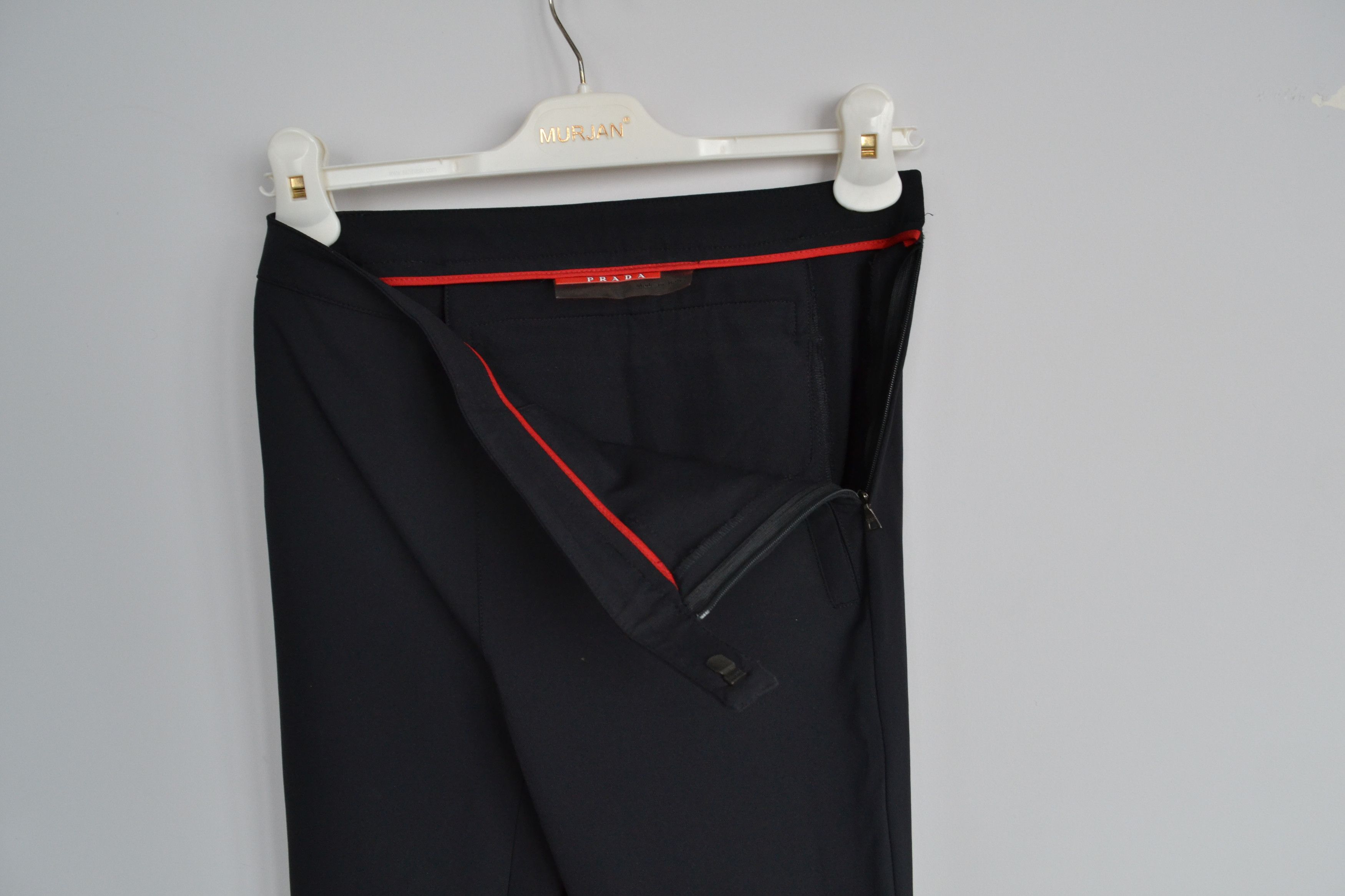 Prada 🔴 PRADA Pants Trousers Sport Nylon Red Tab Zip Black Size 28" / US 6 / IT 42 - 9 Thumbnail