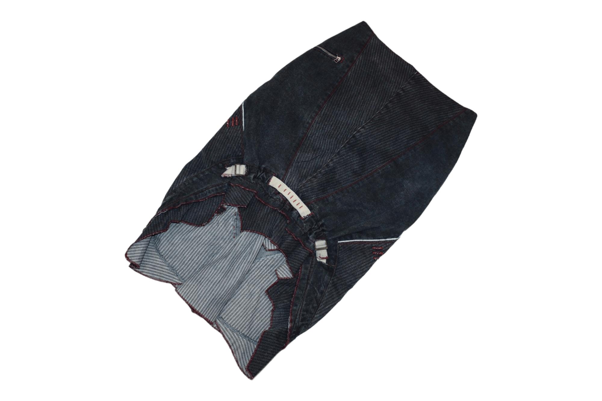 Marithe + Francois Girbaud 🔥 ICONOCLAST steampunk design hickory denim pencil skirt Size 25" / US 0 / IT 36 - 7 Thumbnail