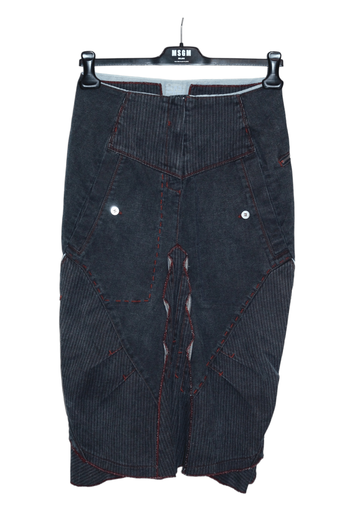 Marithe + Francois Girbaud 🔥 ICONOCLAST steampunk design hickory denim pencil skirt Size 25" / US 0 / IT 36 - 2 Thumbnail
