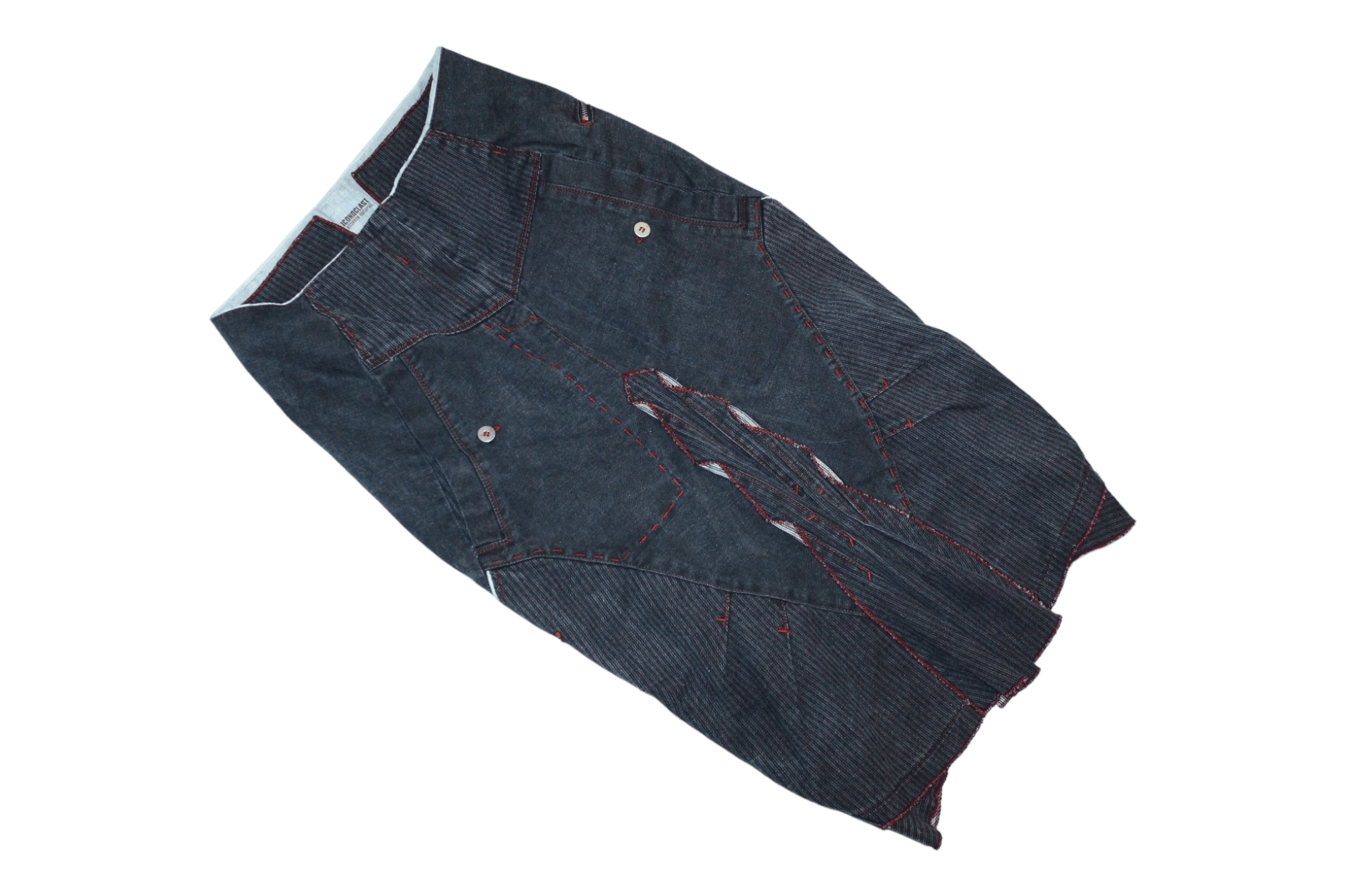 Marithe + Francois Girbaud 🔥 ICONOCLAST steampunk design hickory denim pencil skirt Size 25" / US 0 / IT 36 - 1 Thumbnail