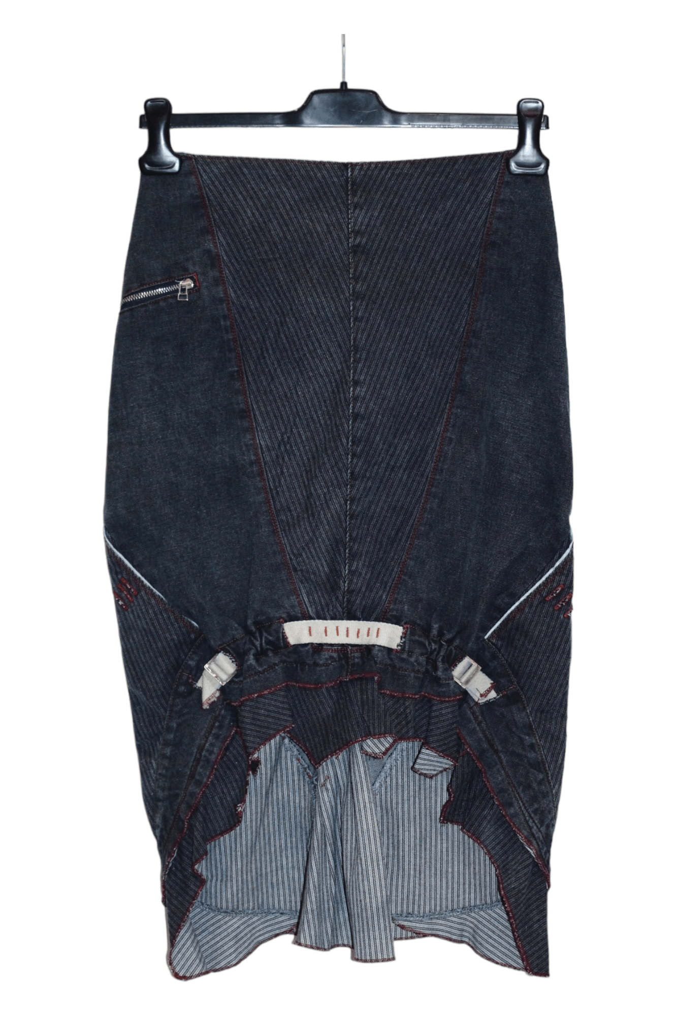 Marithe + Francois Girbaud 🔥 ICONOCLAST steampunk design hickory denim pencil skirt Size 25" / US 0 / IT 36 - 4 Thumbnail