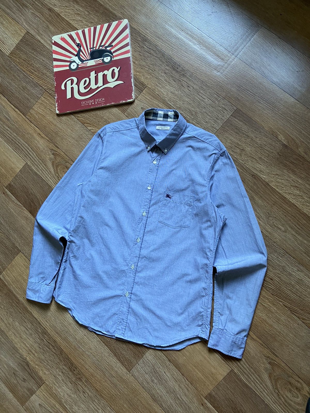 Burberry Vintage Burberry Brit Mini Logo Long Sleeve Shirt Size US L / EU 52-54 / 3 - 3 Thumbnail