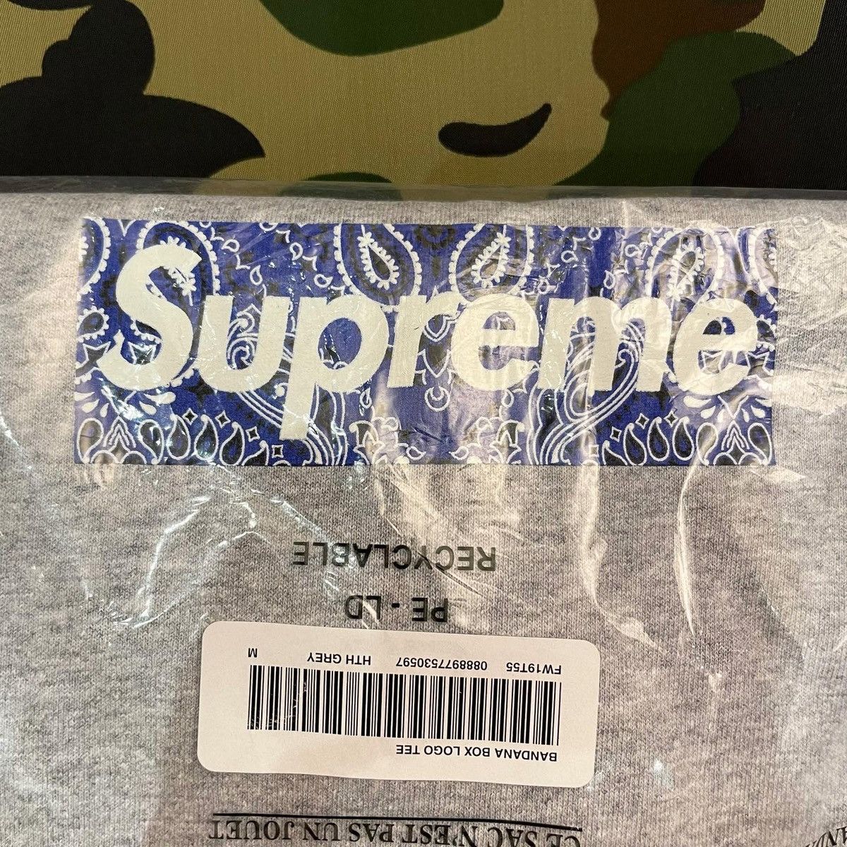 Supreme SUPREME HEATHER GREY BANDANA BOX LOGO TEE Size US M / EU 48-50 / 2 - 3 Thumbnail