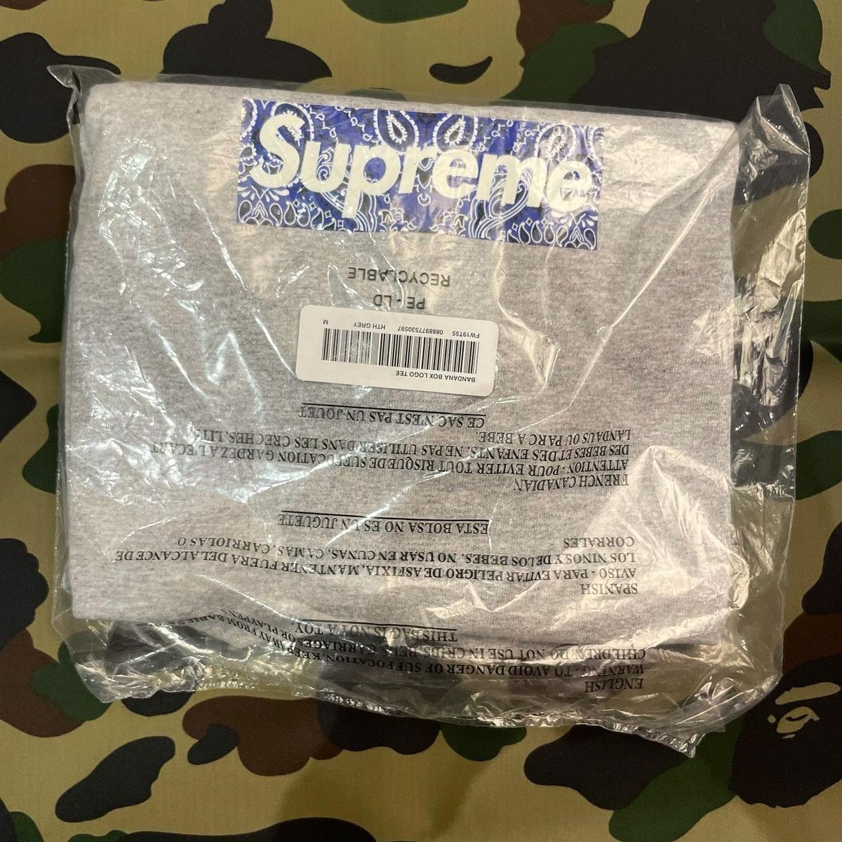 Supreme SUPREME HEATHER GREY BANDANA BOX LOGO TEE Size US M / EU 48-50 / 2 - 2 Thumbnail