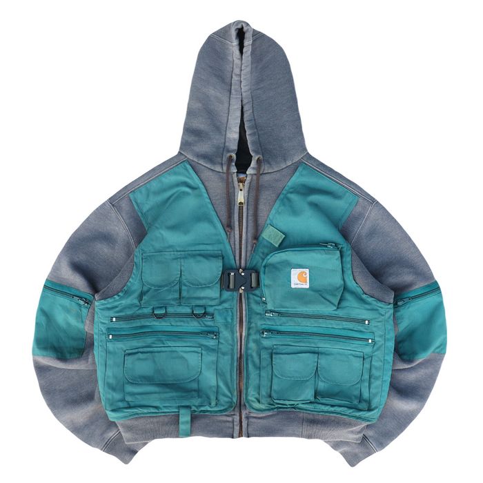 Carhartt Reworked Carhartt Rain Defender Zipup Hoodie Slate Grey Grailed