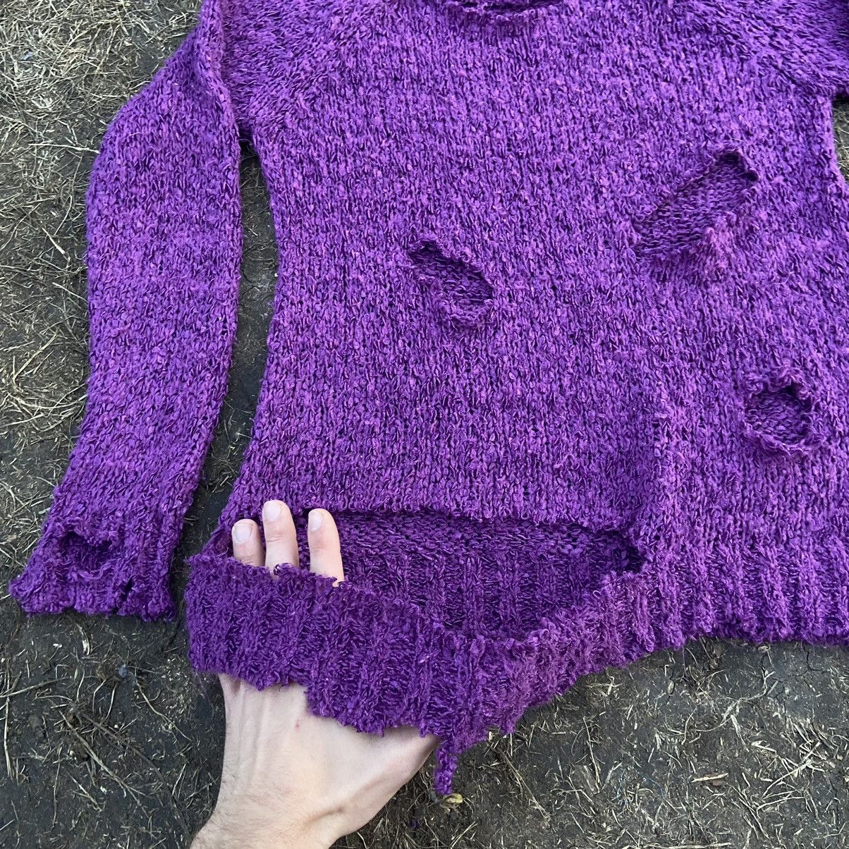 Vintage Vintage Y2K Distressed Mohair Sweater Grunge Purple Logo L Size L / US 10 / IT 46 - 7 Thumbnail