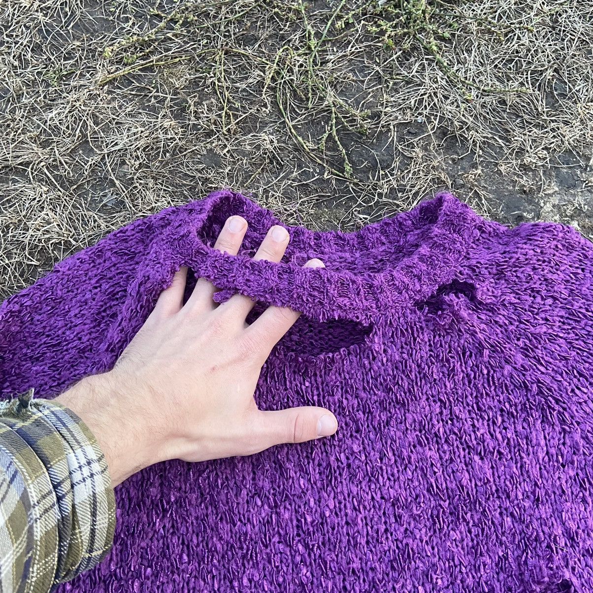 Vintage Vintage Y2K Distressed Mohair Sweater Grunge Purple Logo L Size L / US 10 / IT 46 - 5 Thumbnail