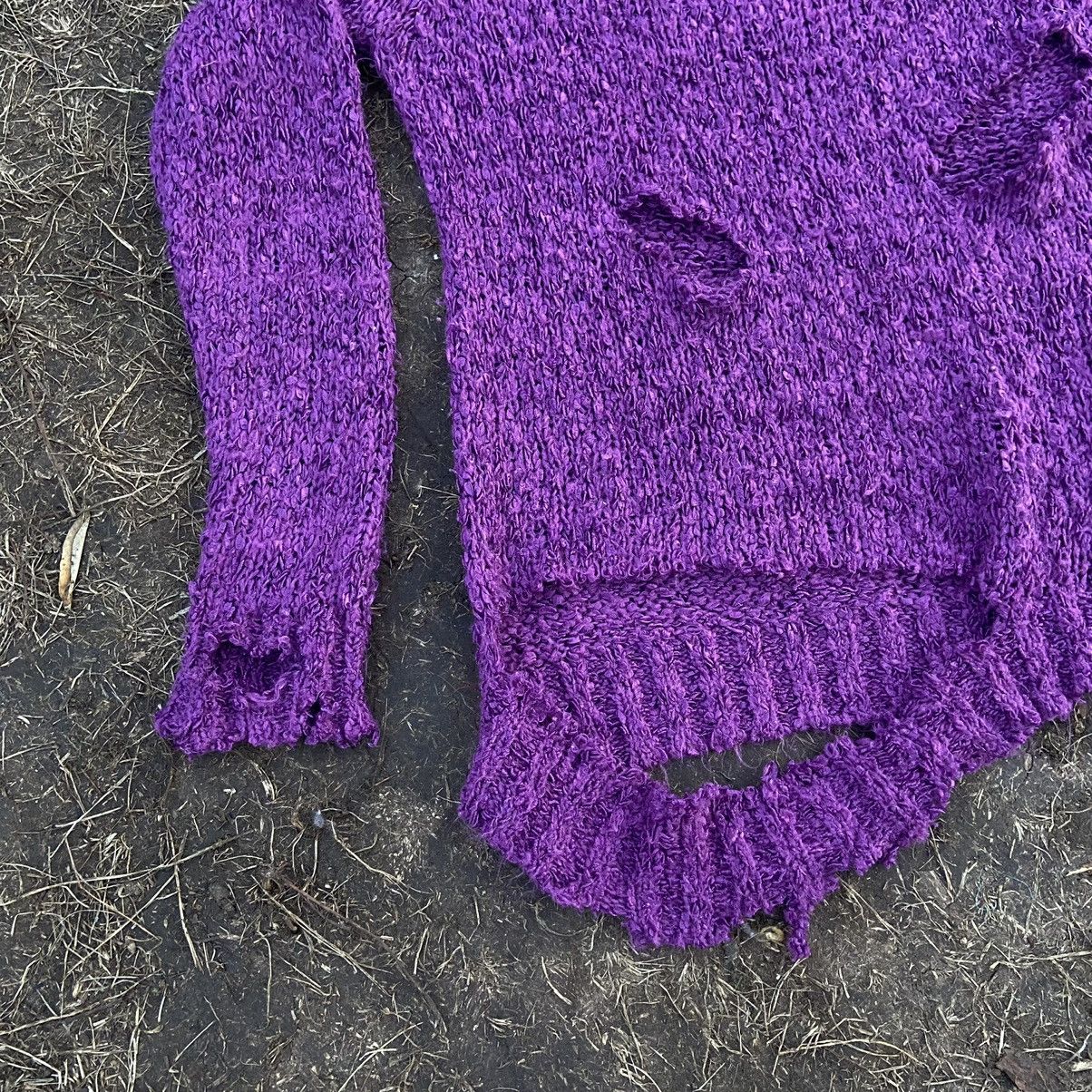 Vintage Vintage Y2K Distressed Mohair Sweater Grunge Purple Logo L Size L / US 10 / IT 46 - 4 Thumbnail