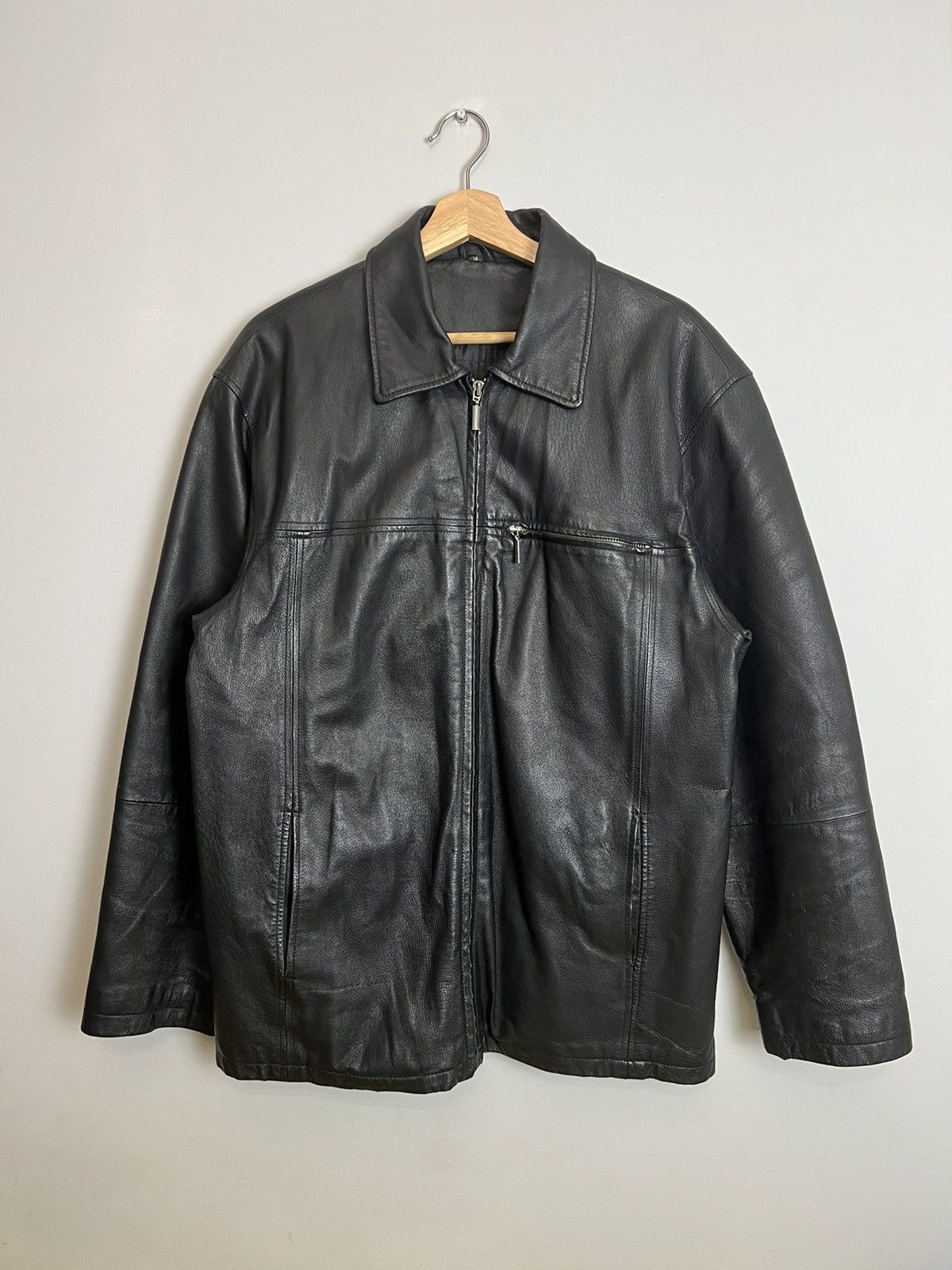 ジャケット・アウター VINTAGE PIG LEATHER JACKET BLACK Pig Leather Bomber Jacket-JCPenney, Color: Black