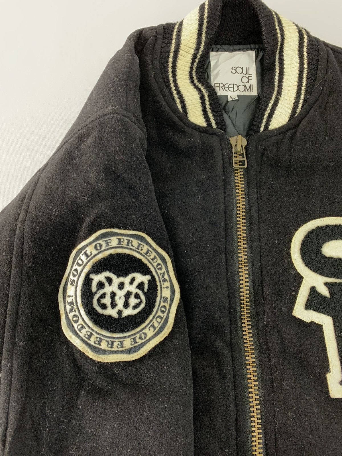 Japanese Brand Grail Soul Of Freedom SF Patches Varsity Jacket Padded Size US L / EU 52-54 / 3 - 5 Thumbnail