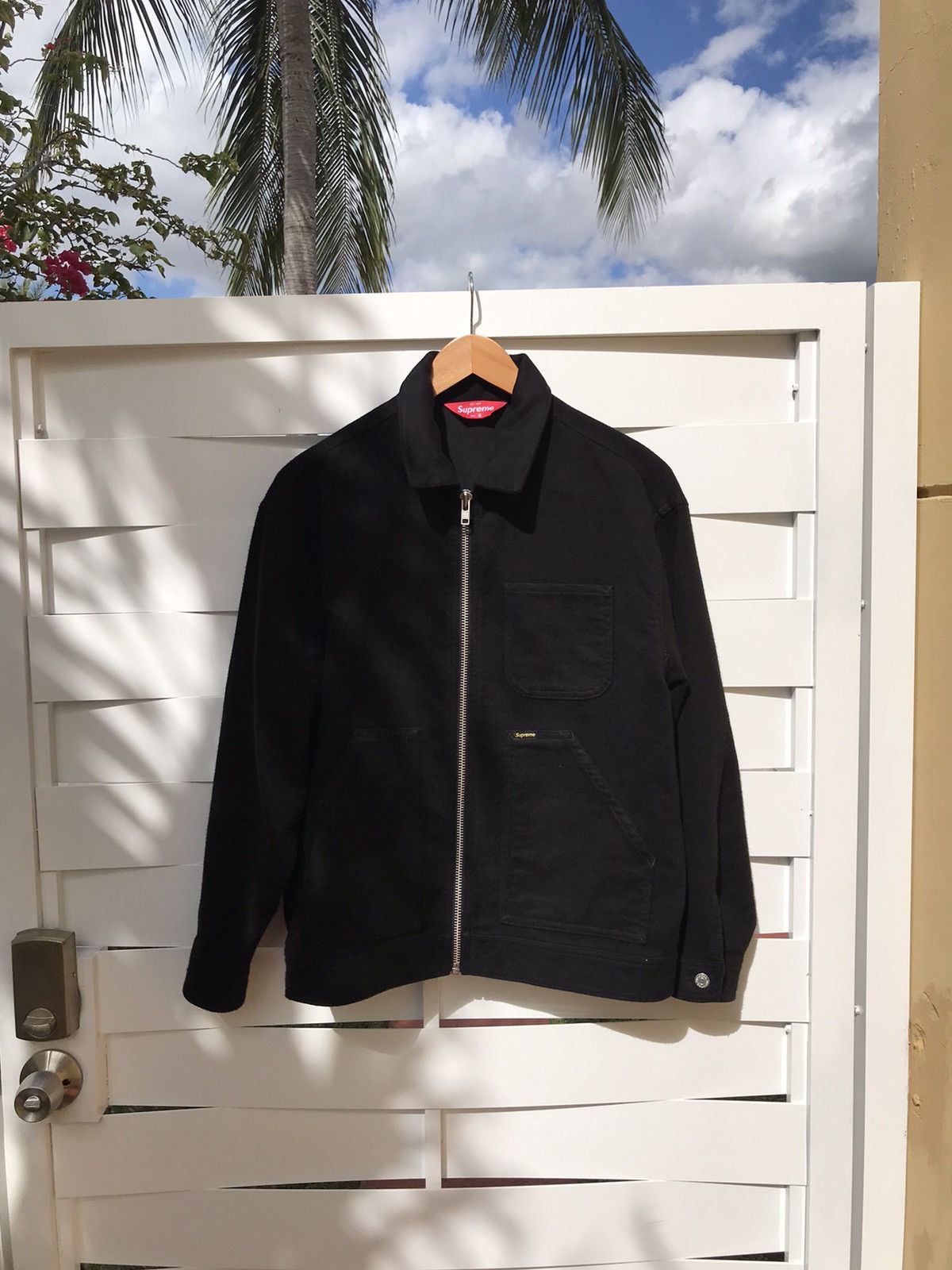 supreme moleskin work jacket ネイビー　サイズLモールスキン