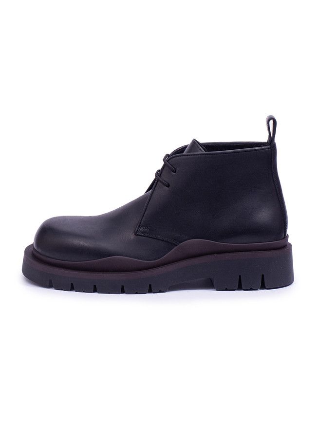 Bottega Veneta Tire Leather Laced Ankle Boots