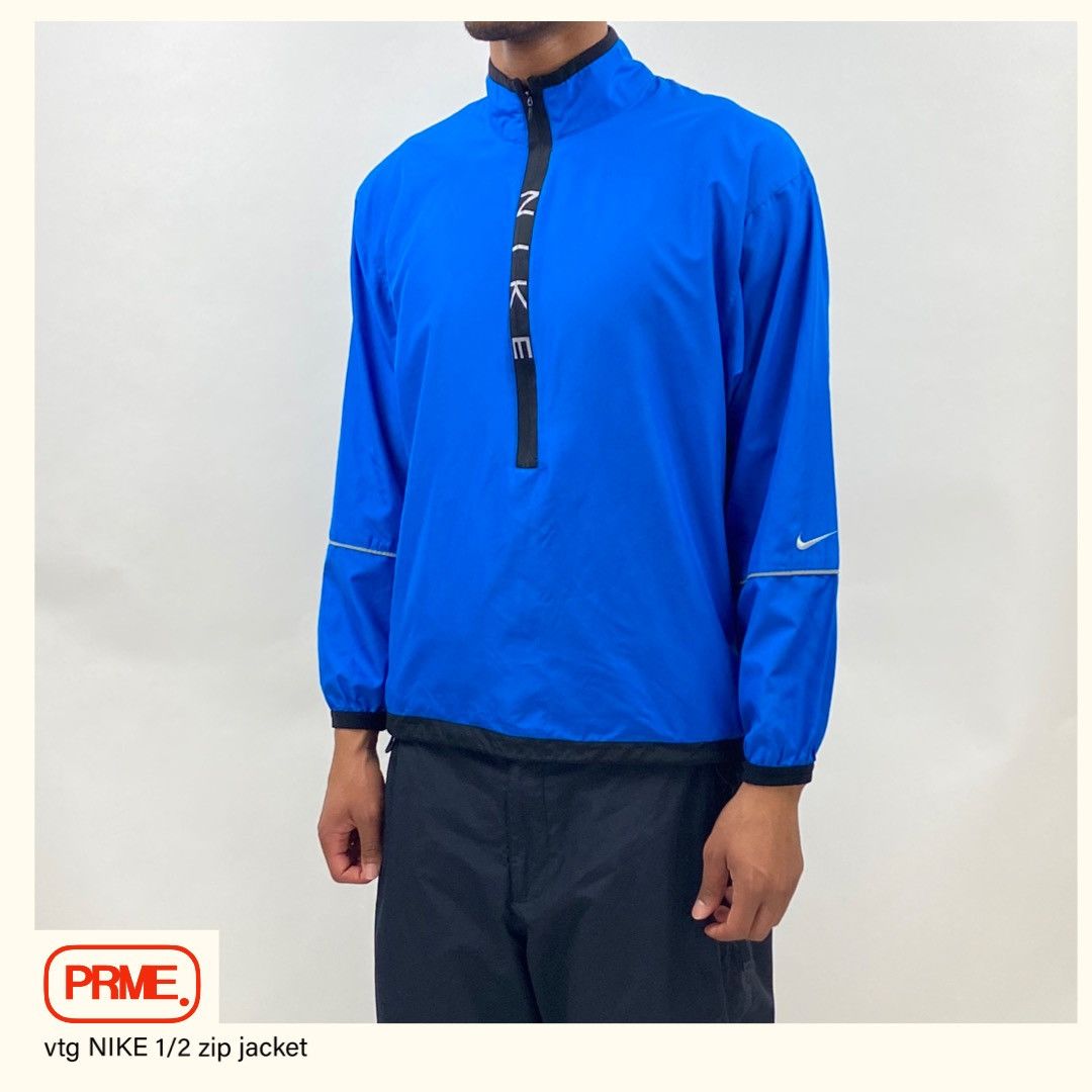 Vintage vintage 90s NIKE Reflective Spellout 1/2 Zip pullover jacket Size US S / EU 44-46 / 1 - 1 Thumbnail