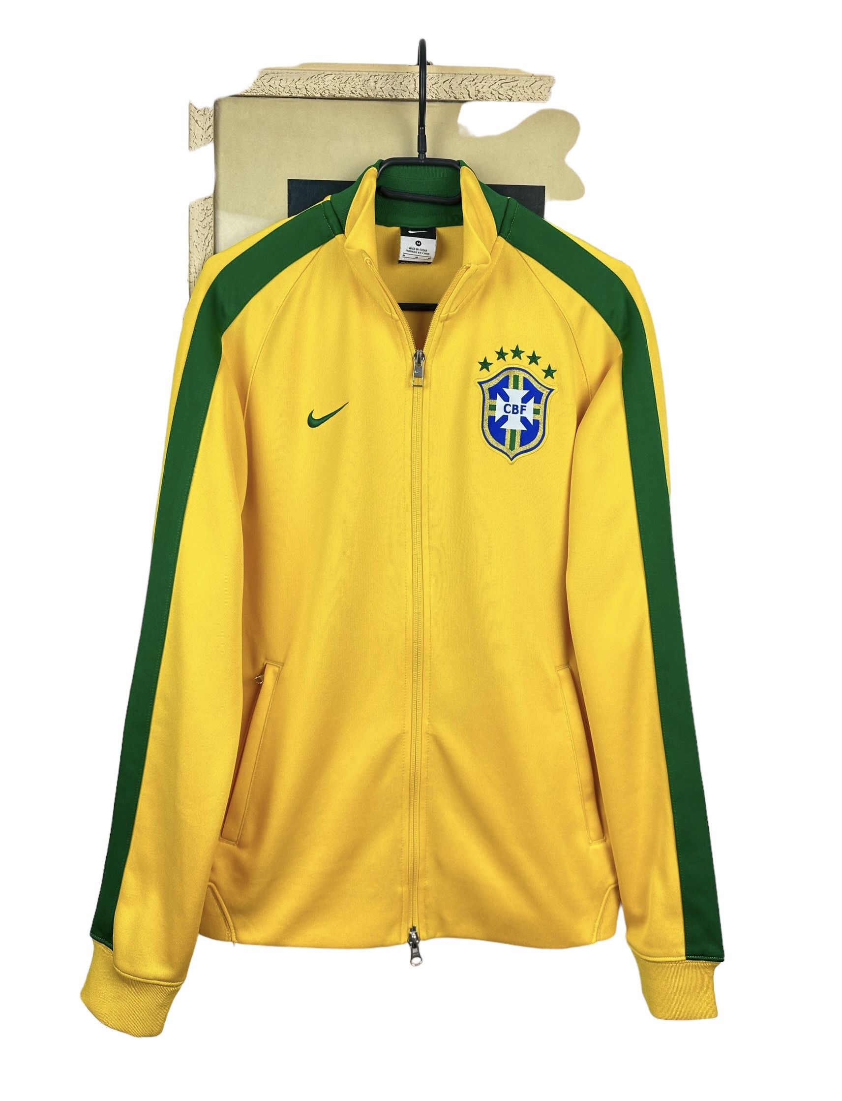 image of Nike Brazil Football Jacket National Team Soccer Track Top in Yellow, Men's (Size Medium)