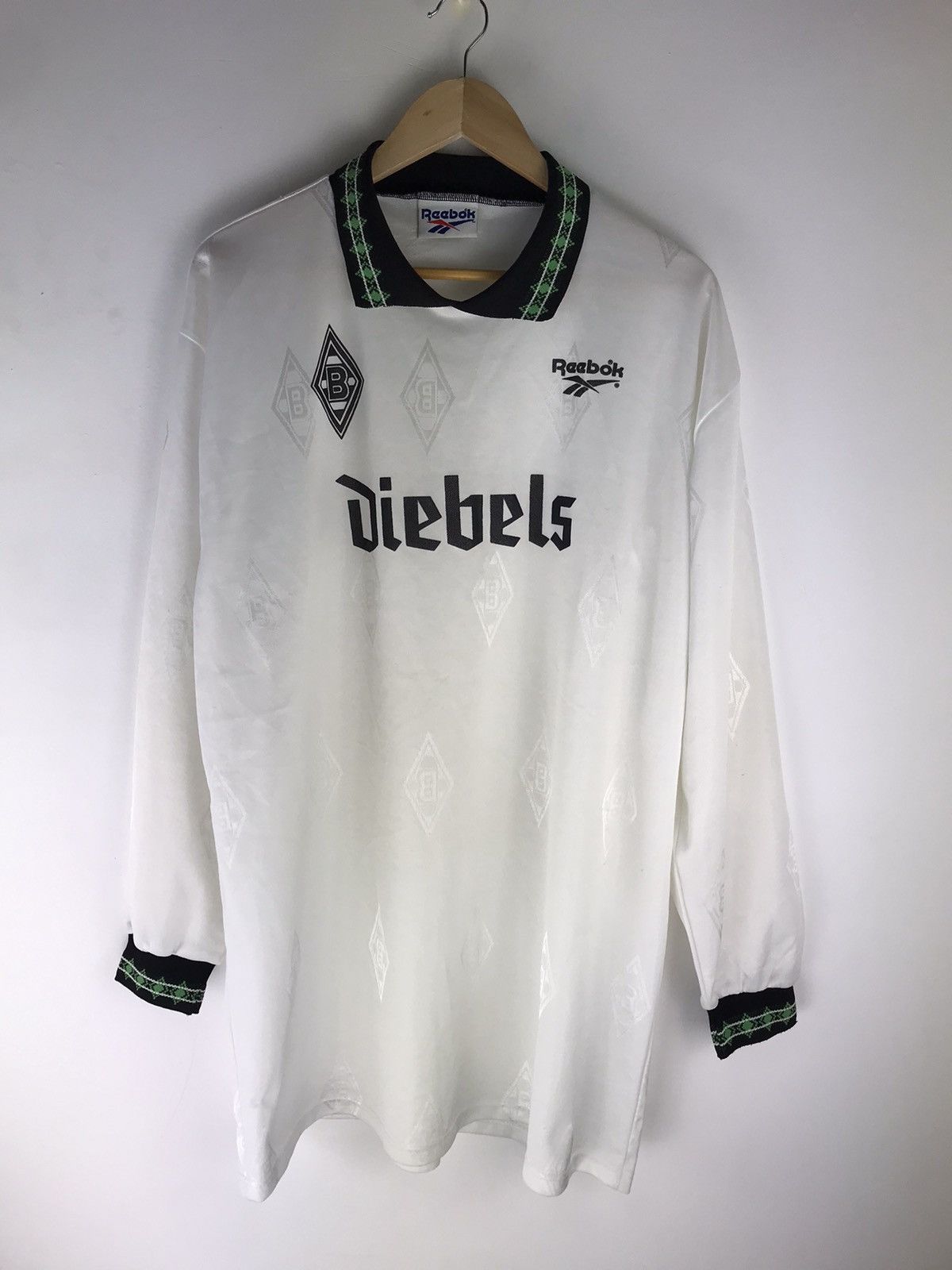 image of Borussia Monchengladbach 1995/96 Reebok Long Sleeve,size in White, Men's (Size 2XL)