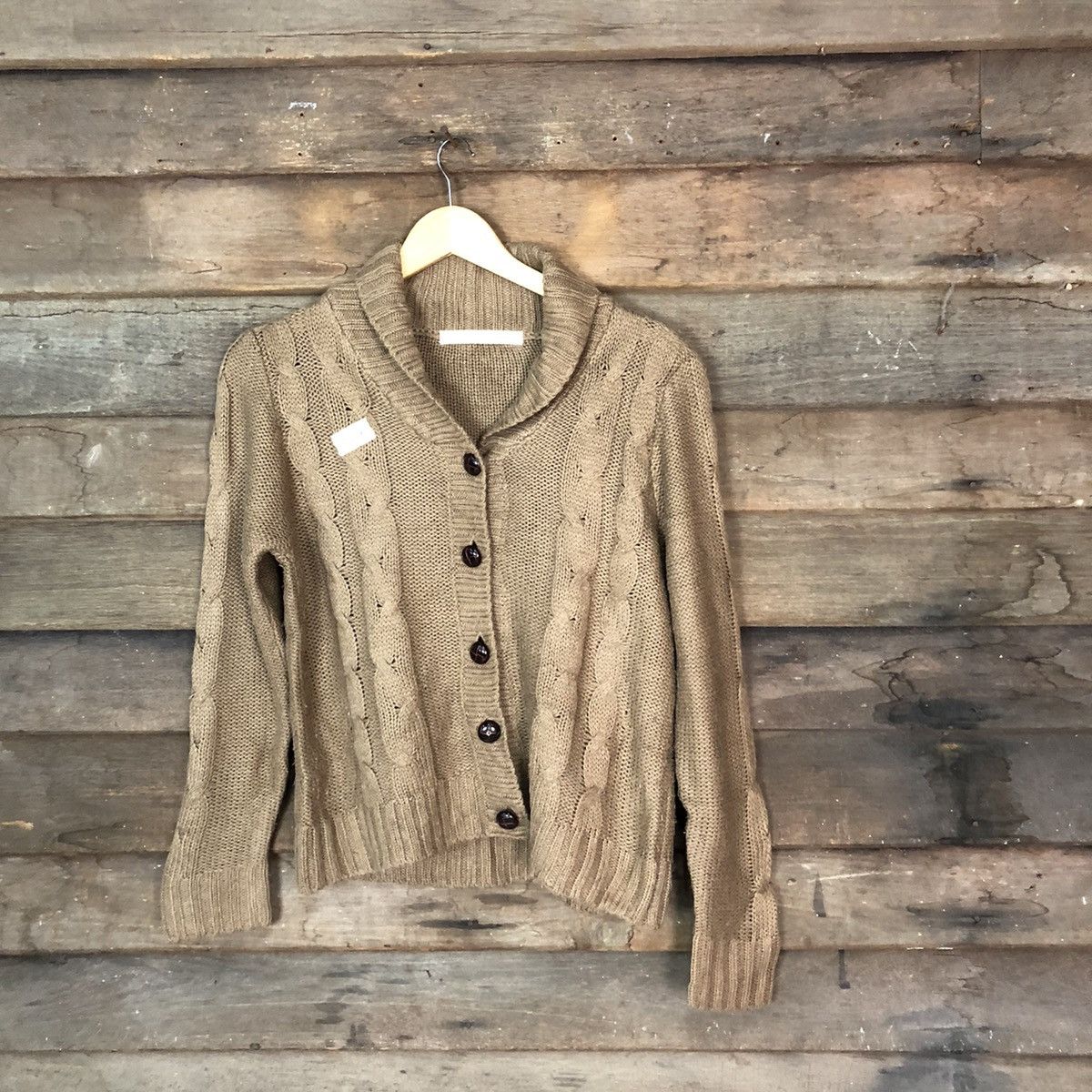 Aran Isles Knitwear × Japanese Brand ray Cassin Brown Patterned Cardigan knitweat crochet #081B Size S / US 4 / IT 40 - 1 Thumbnail