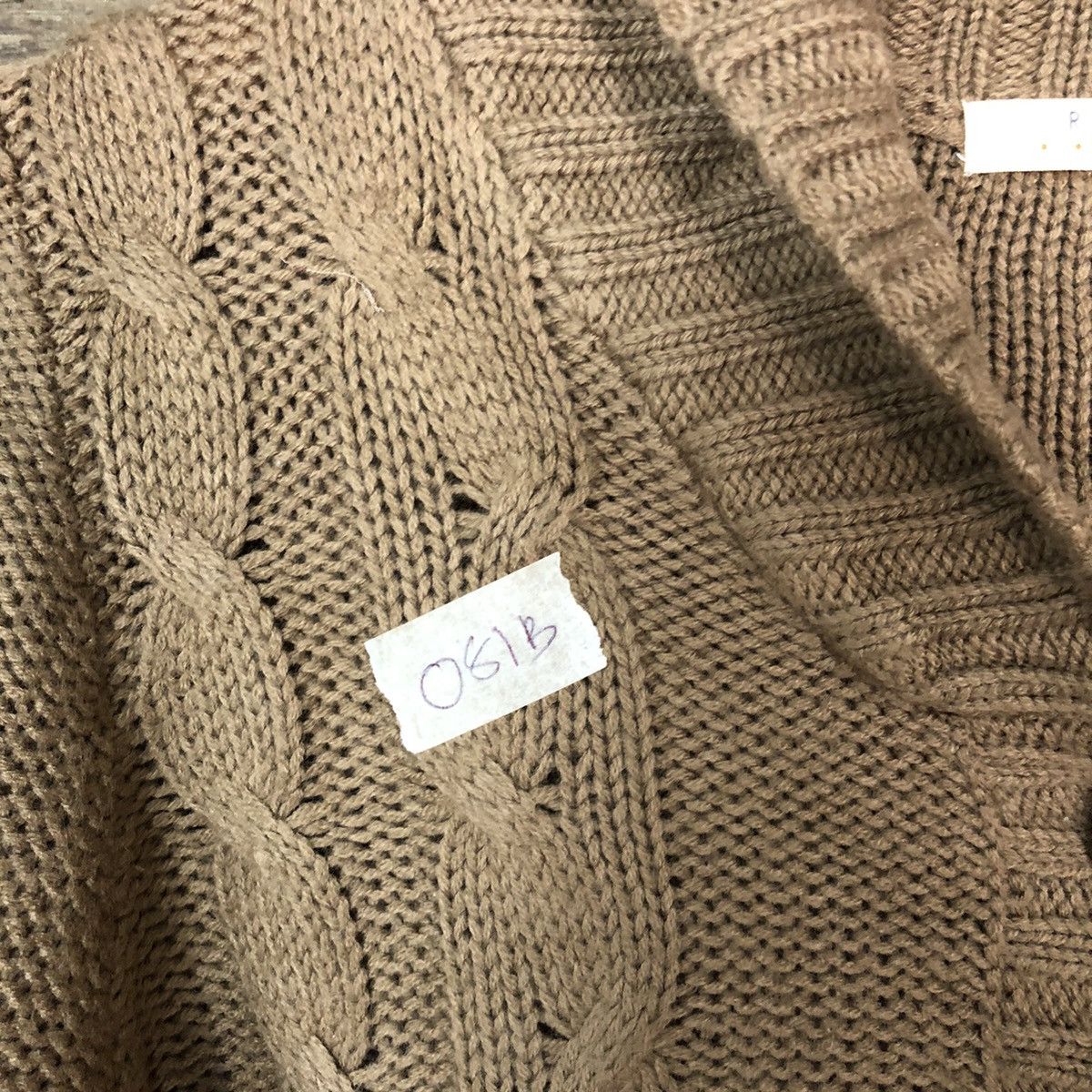 Aran Isles Knitwear × Japanese Brand ray Cassin Brown Patterned Cardigan knitweat crochet #081B Size S / US 4 / IT 40 - 5 Thumbnail
