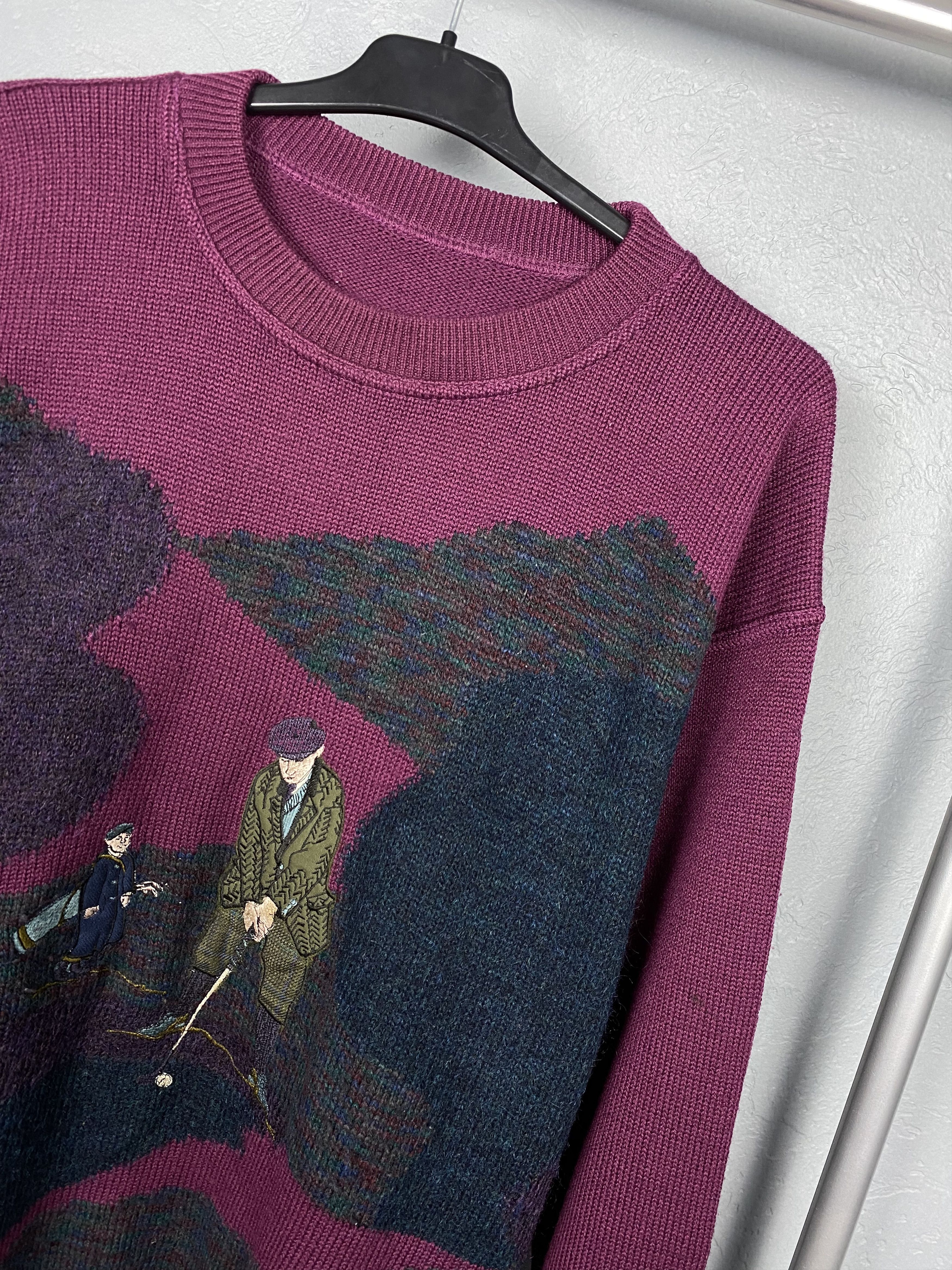Vintage Golfino Golf Print Vintage Mens Oversized Wool Knit Sweater Size US L / EU 52-54 / 3 - 2 Thumbnail