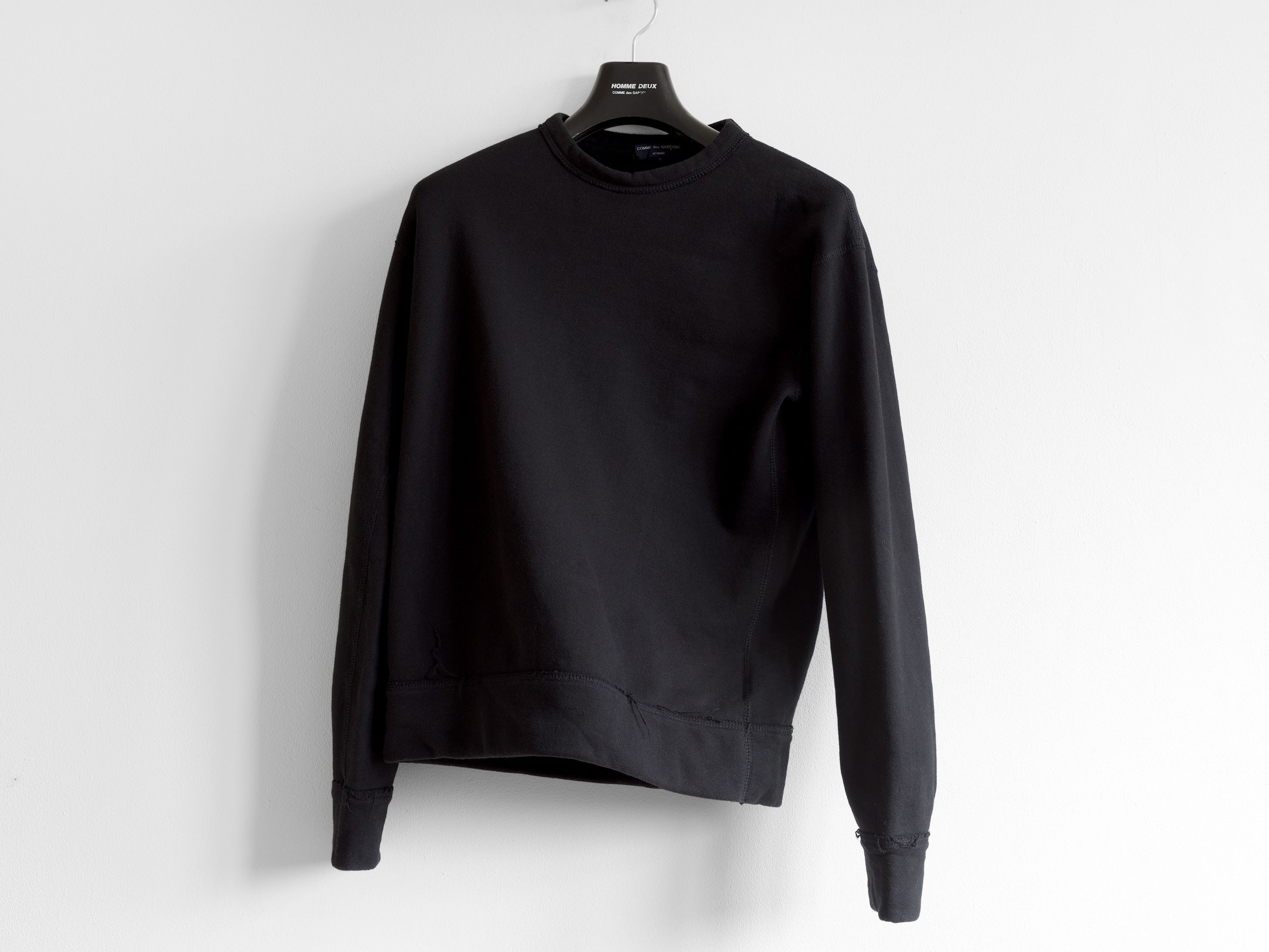 image of Comme Des Garcons Homme Comme Des Garçons Homme Overdyed Raw Seams Sweatshirt in Black (Size Small)