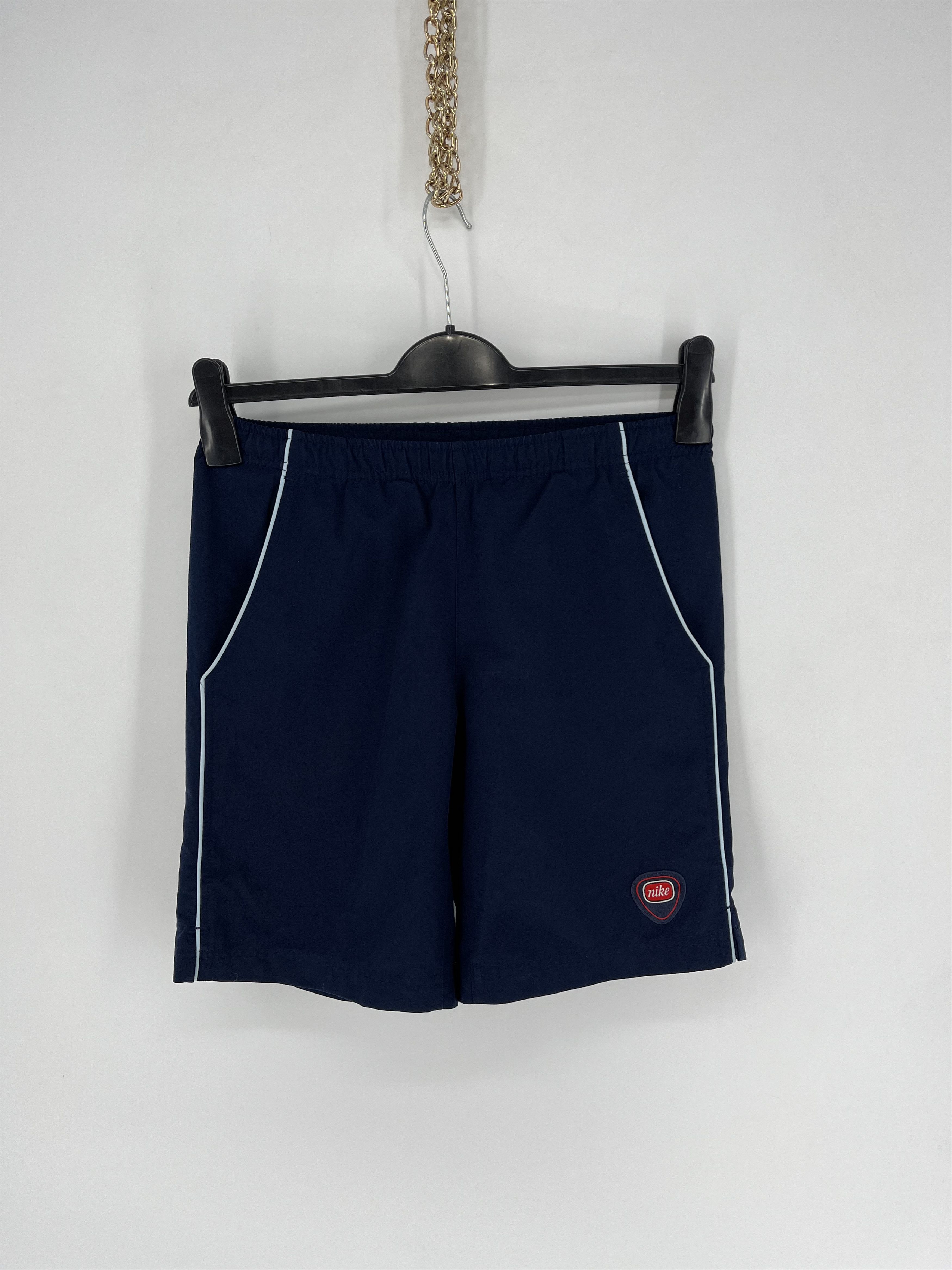 Nike 90s Vintage Nike Black Nylon Mini Swoosh Shorts Travis Style Size US 32 / EU 48 - 1 Thumbnail