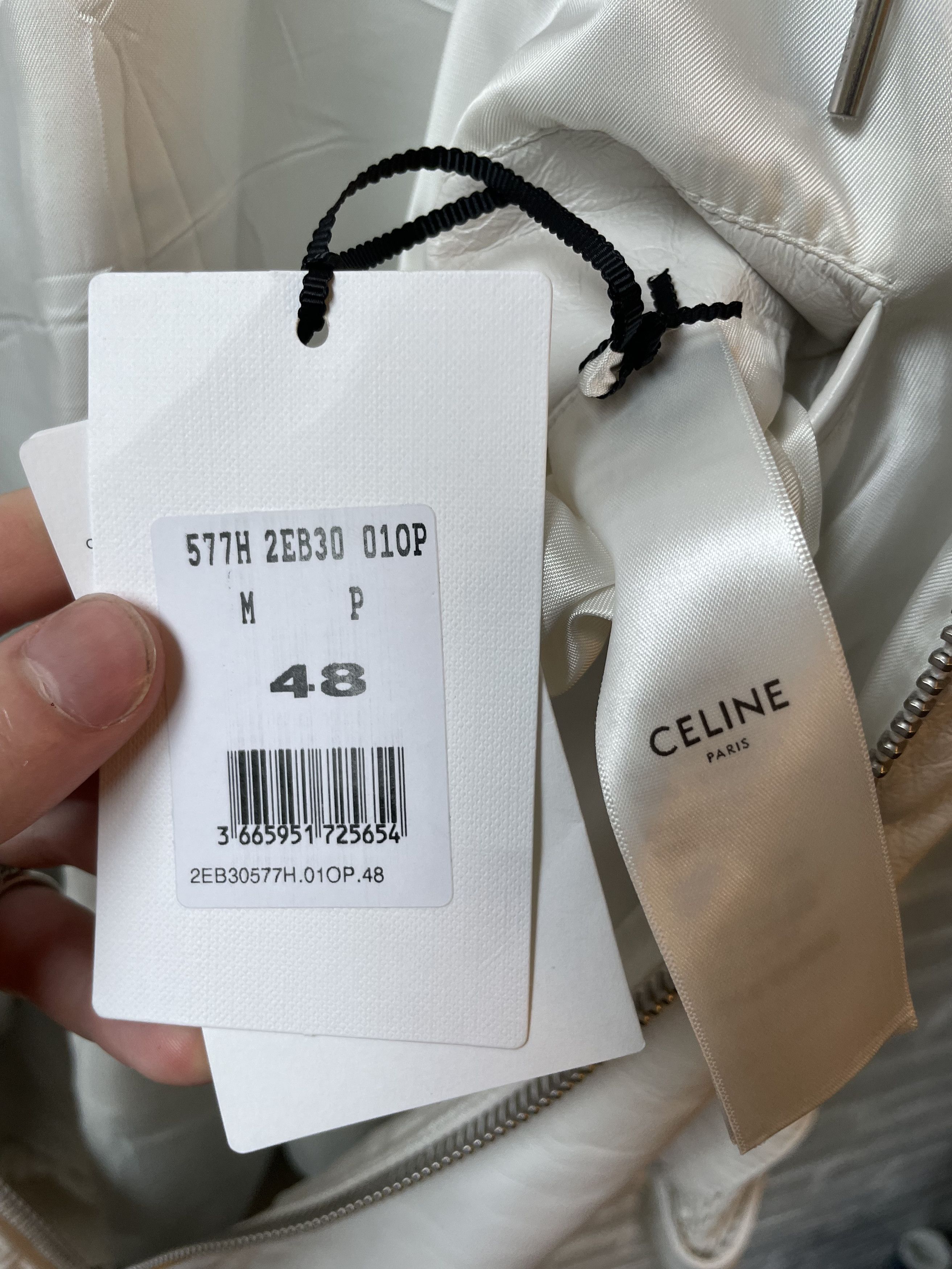 Celine WHITE LEATHER MESH BOMBER JACKET W HOOD 4GSELLER Size US M / EU 48-50 / 2 - 5 Thumbnail