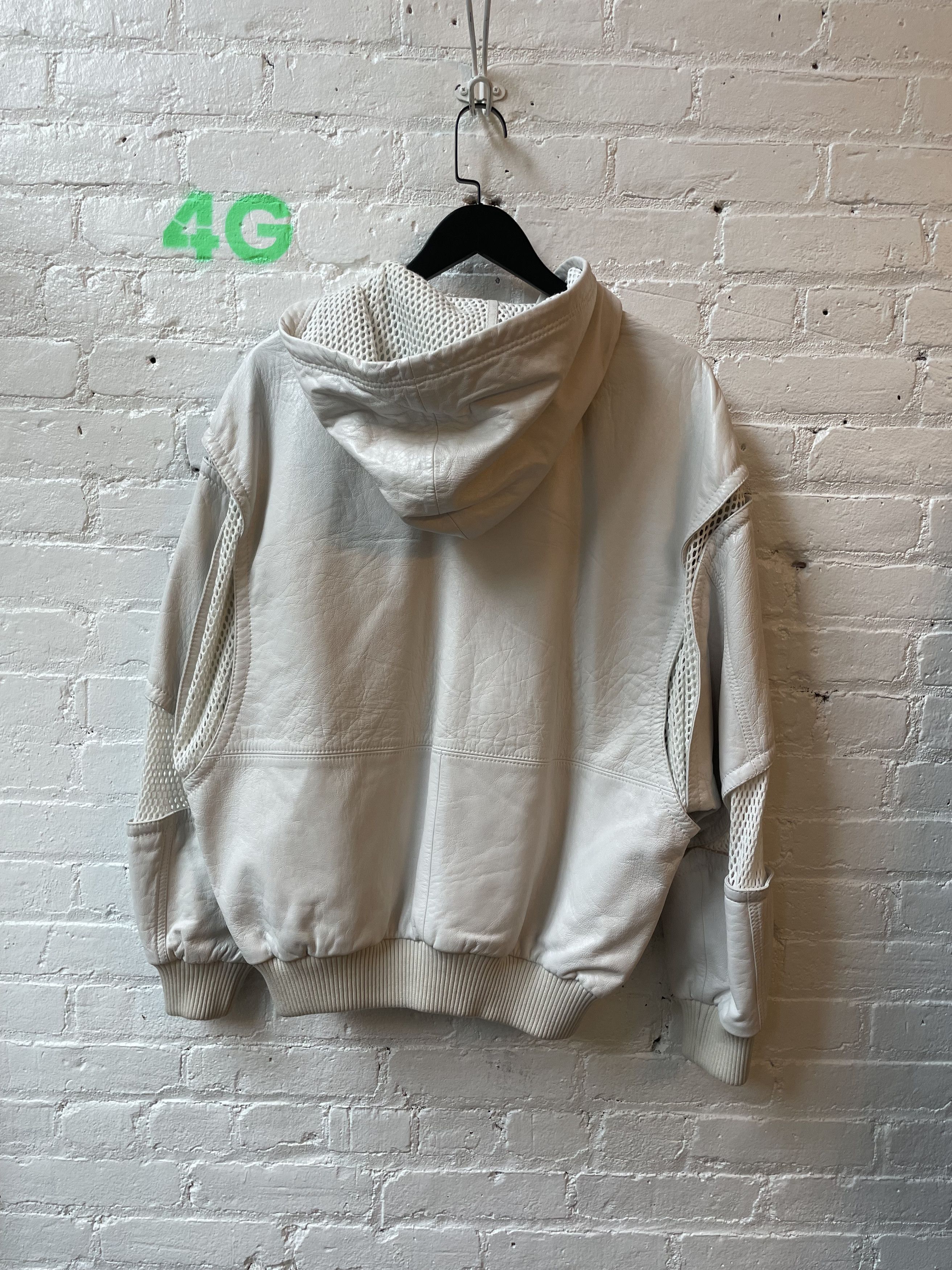Celine WHITE LEATHER MESH BOMBER JACKET W HOOD 4GSELLER Size US M / EU 48-50 / 2 - 4 Thumbnail