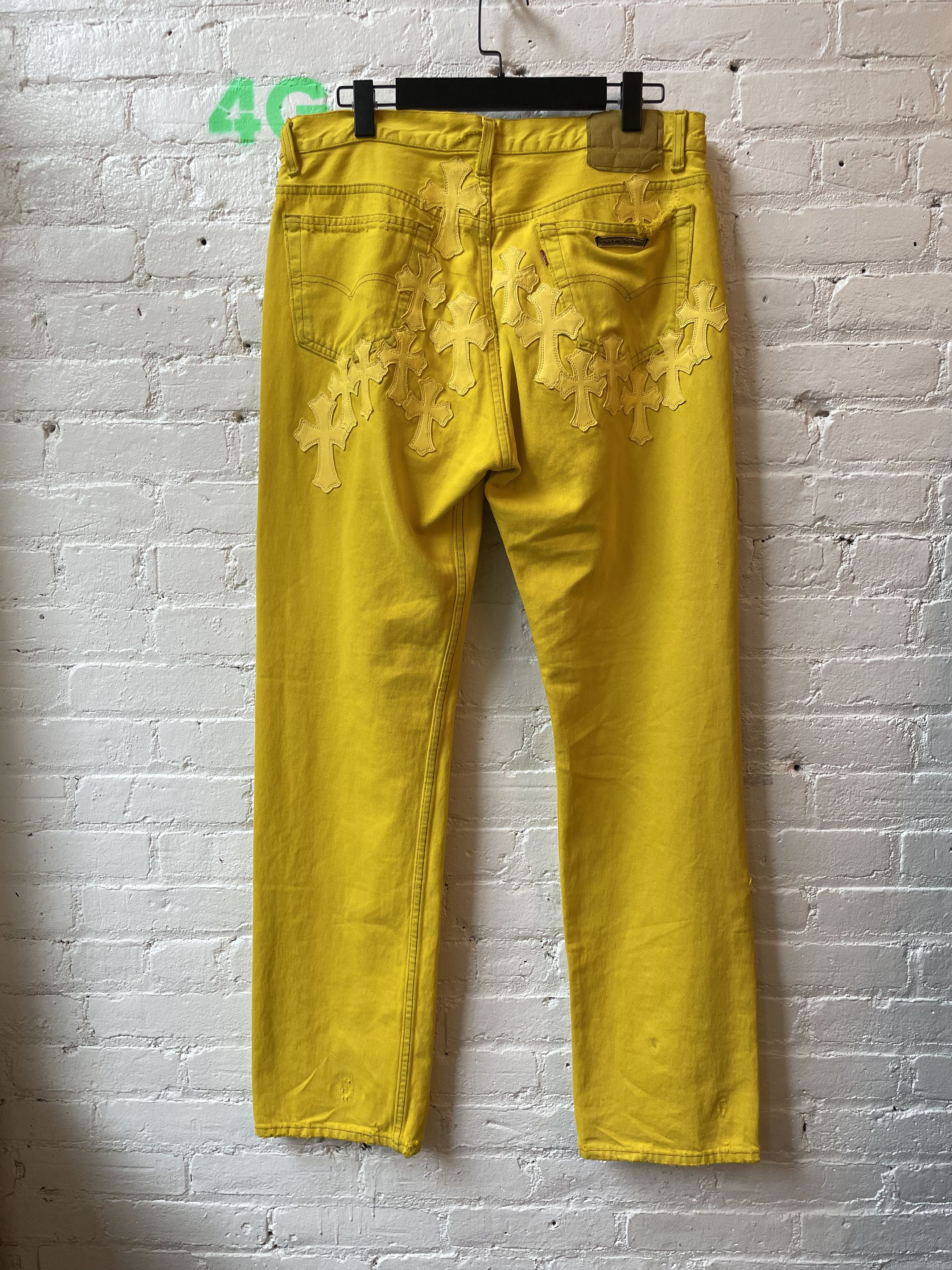 image of Chrome Hearts Chrome Paris Cross Jeans 1/30 Sz33 4Gseller in Mustard, Men's