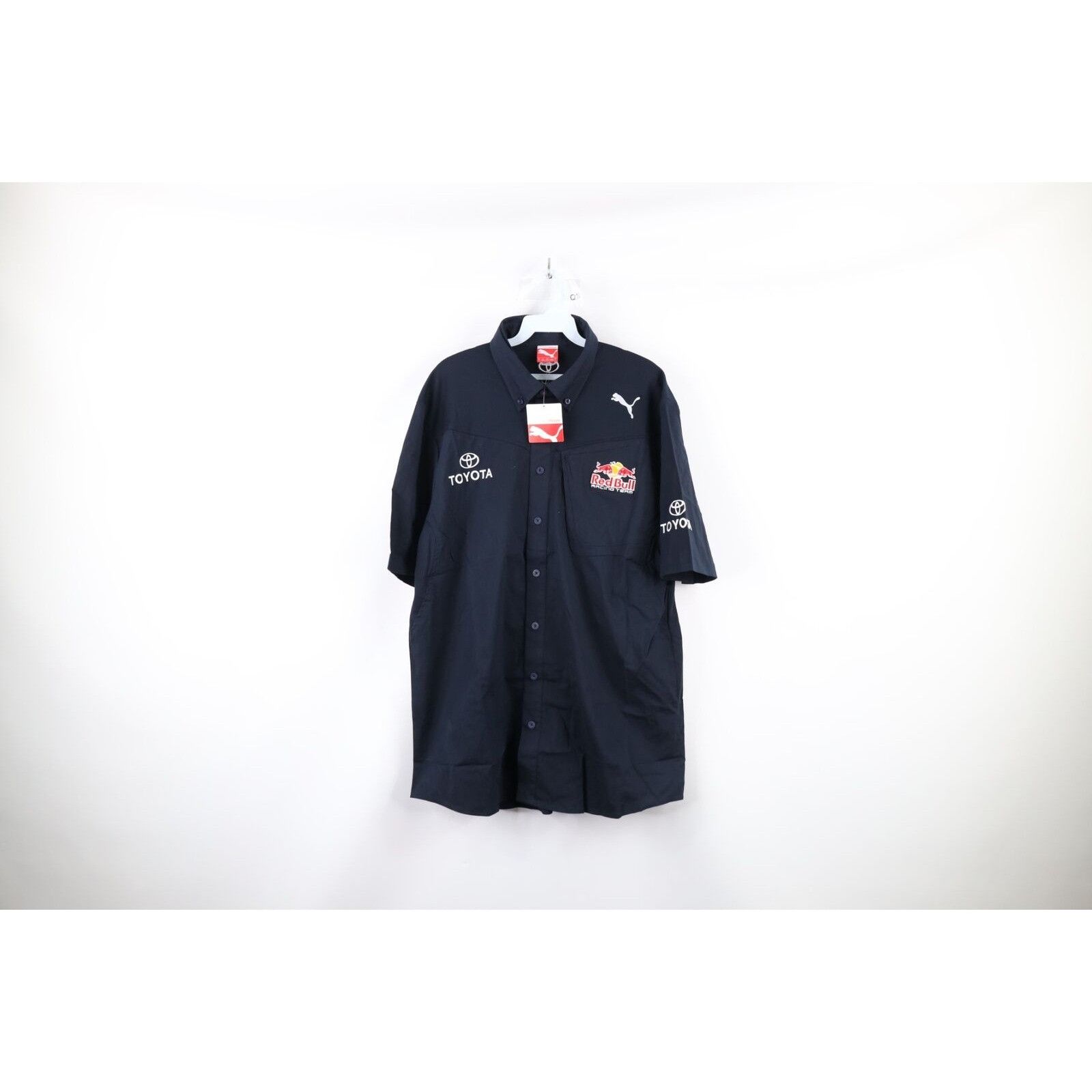 image of New Puma Formula 1 Toyota Red Bull Racing Team Button Shirt in Black, Men's (Size Large)