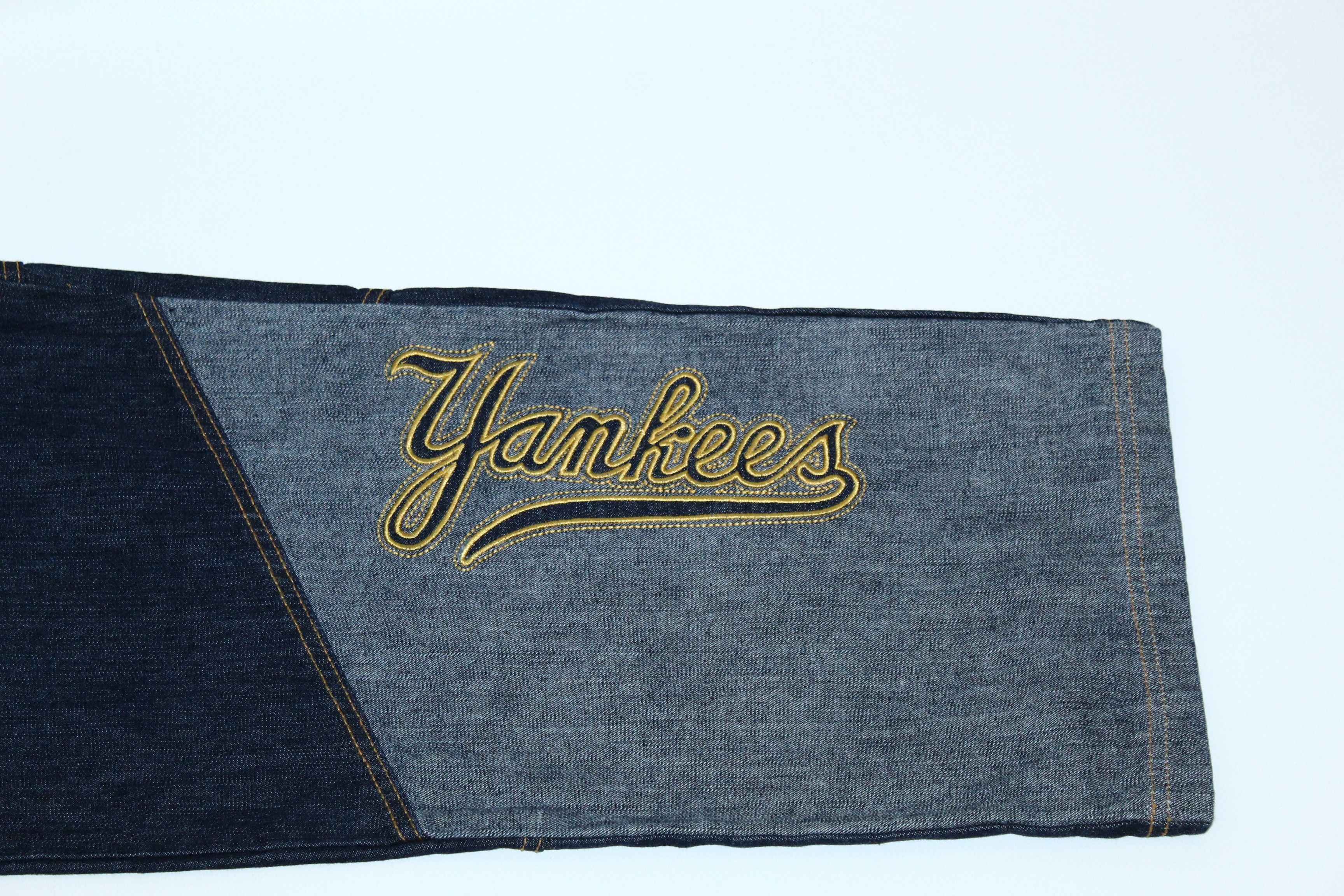New York Yankees RARE💥 Y2K Majestic NY Yankees Raw Denim Rap Jeans Size US 38 / EU 54 - 5 Thumbnail