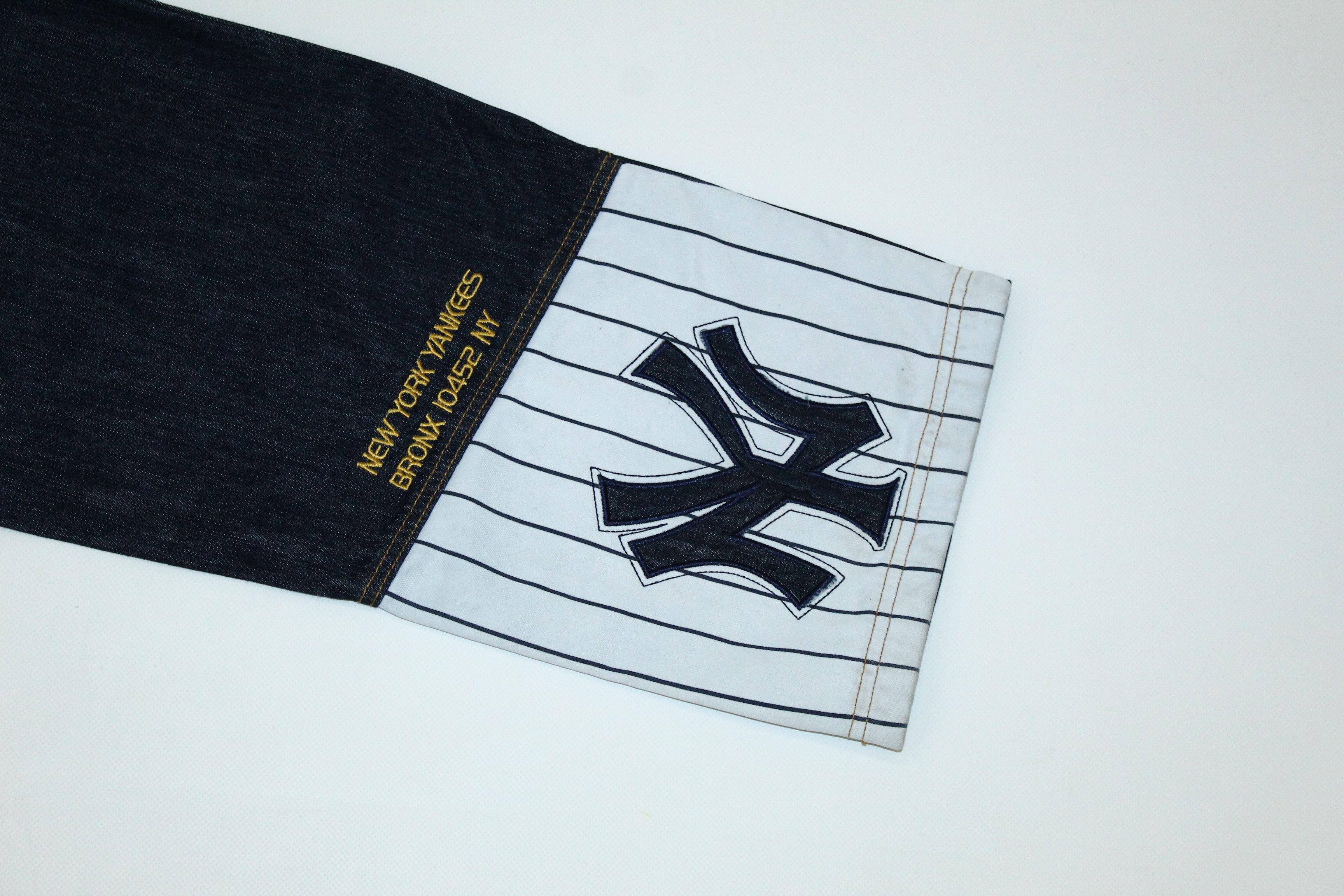 New York Yankees RARE💥 Y2K Majestic NY Yankees Raw Denim Rap Jeans Size US 38 / EU 54 - 9 Thumbnail