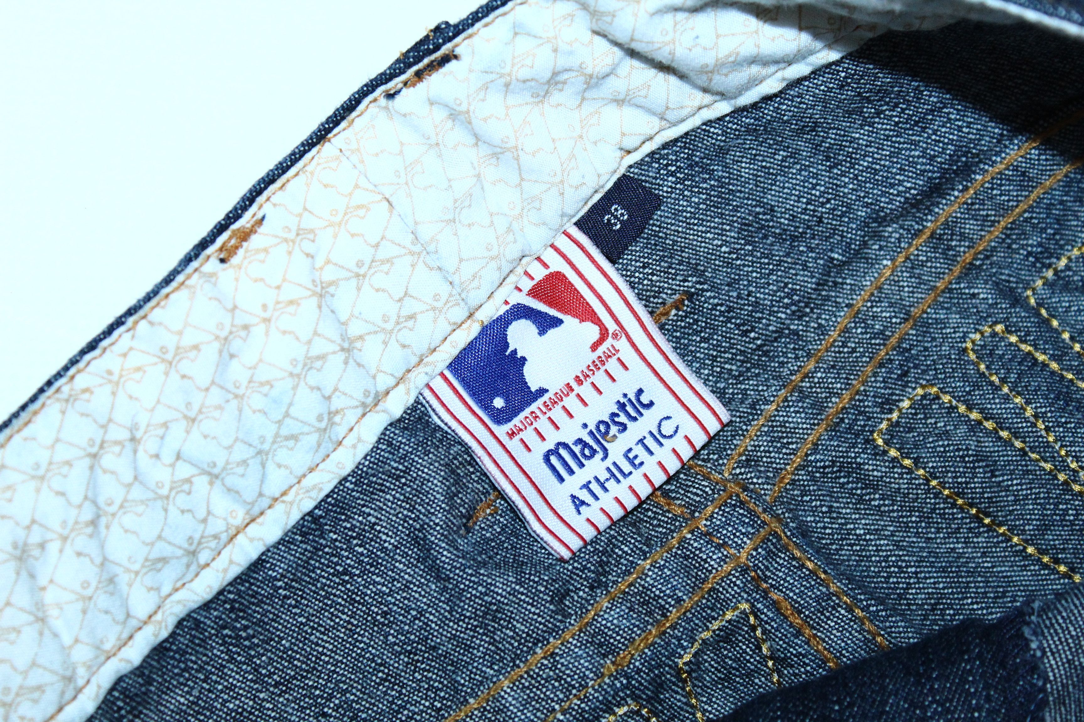 New York Yankees RARE💥 Y2K Majestic NY Yankees Raw Denim Rap Jeans Size US 38 / EU 54 - 7 Thumbnail