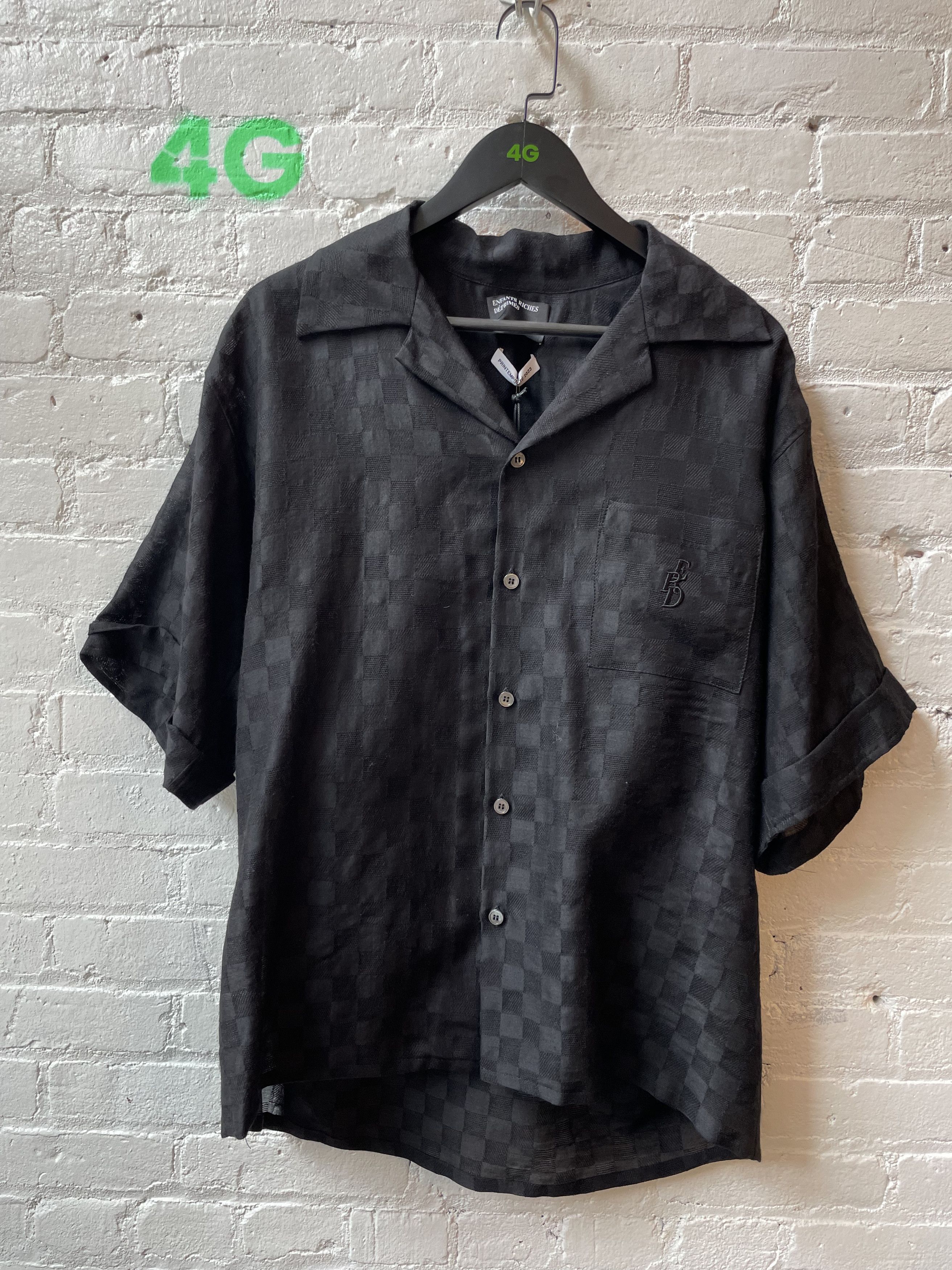 トップス ERD BLACK SILK CHECKERED SUMMER Enfants Riches Deprimes ERD BLACK SILK CHECKERED SUMMER