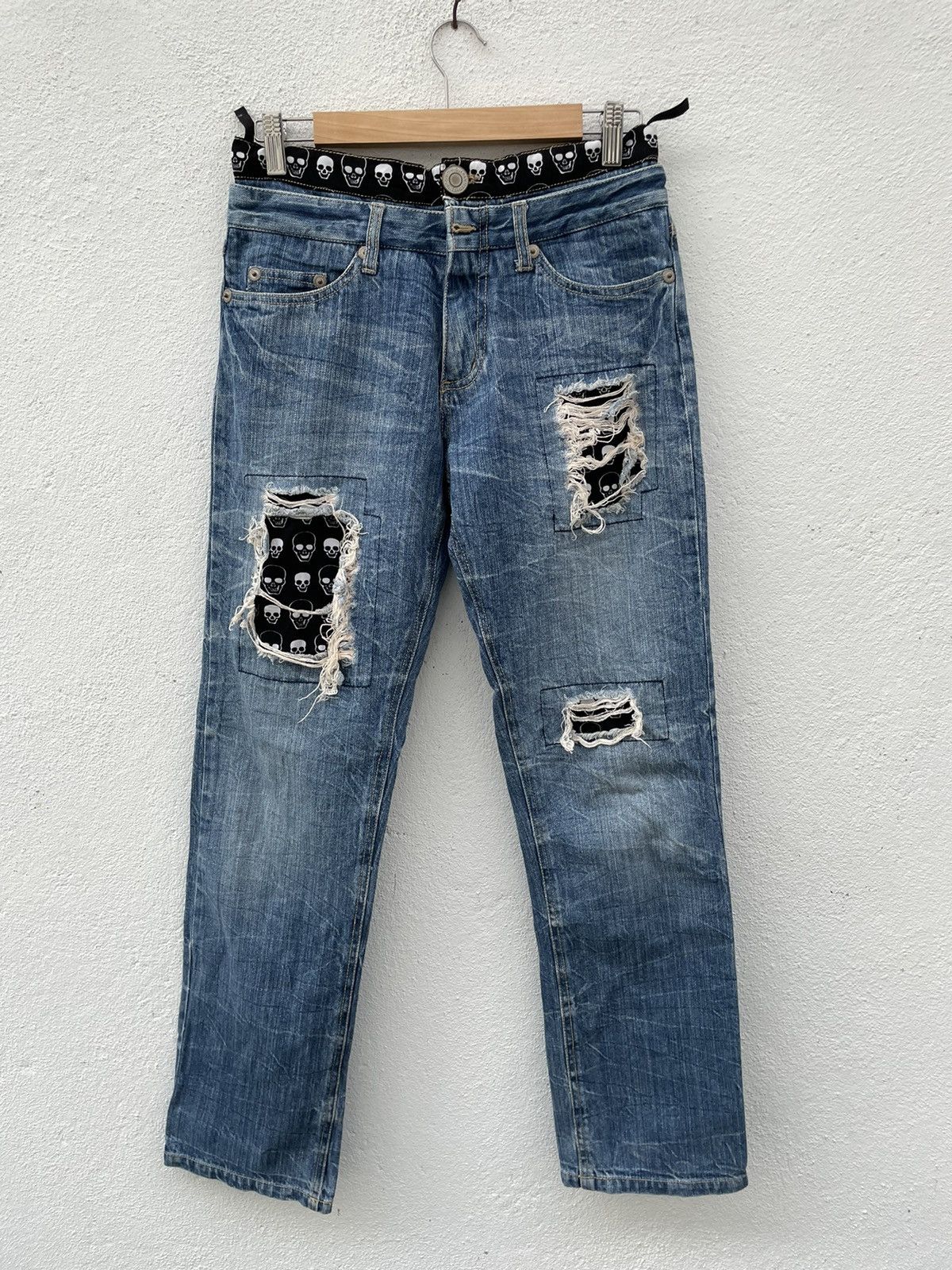 Japanese Brand Japanese Brand Distressed Double Waist Denim Jeans Size US 31 - 1 Thumbnail