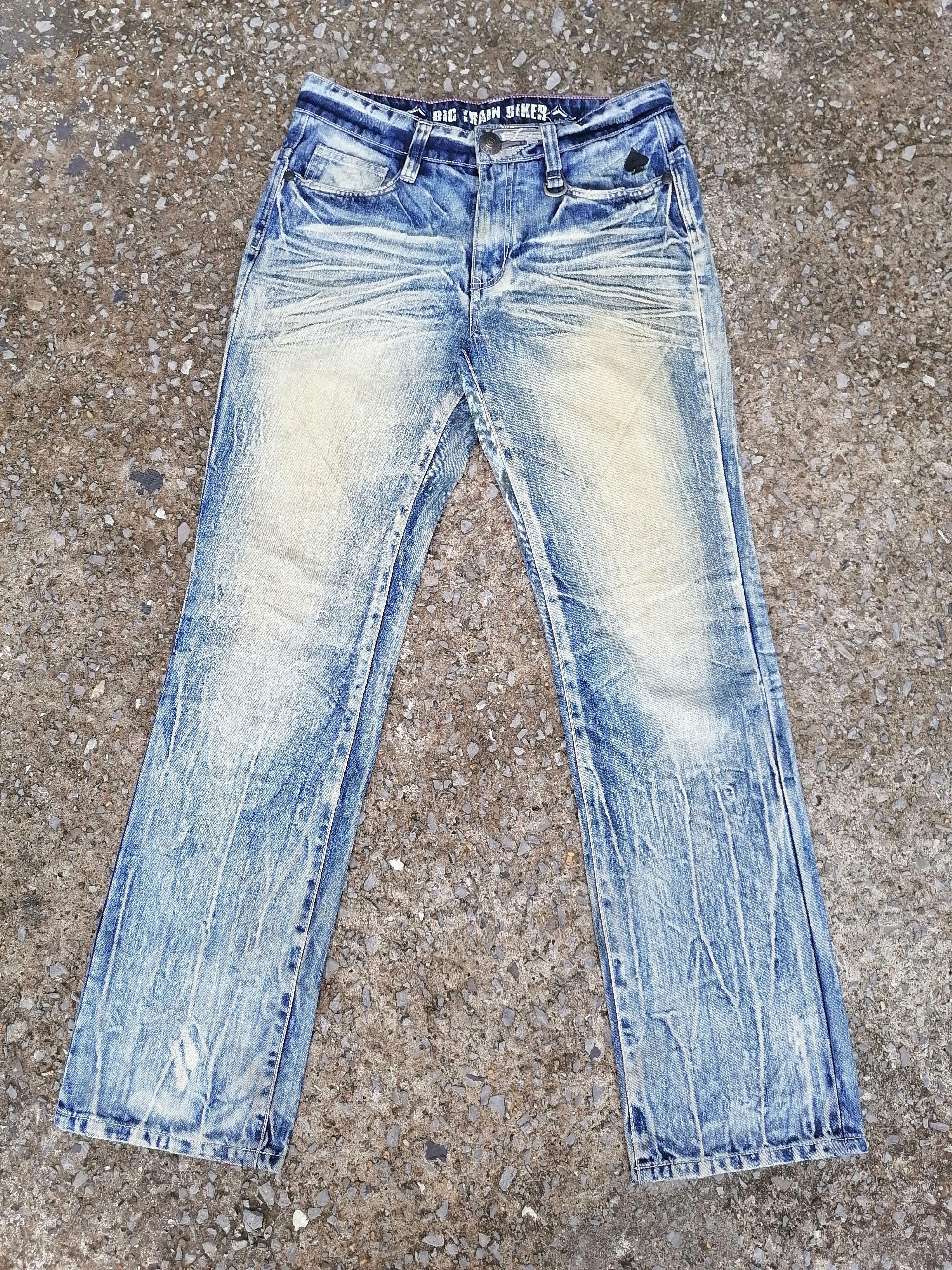 Japanese Brand Big Train Biker Bleached Jeans Size US 32 / EU 48 - 8 Thumbnail