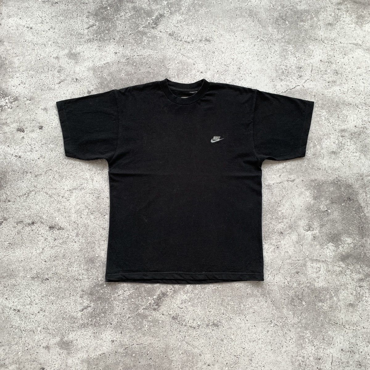 Nike Vintage Nike 90s Small Swoosh Heavyweight Black Tee Shirt XL | Grailed