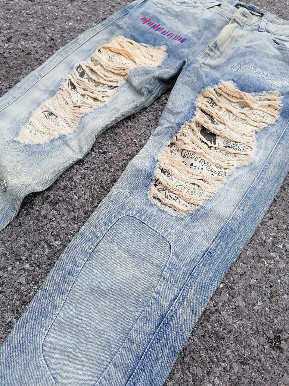 Japanese Brand Candy Stripper Distressed Denim Jeans Size US 32 / EU 48 - 9 Thumbnail