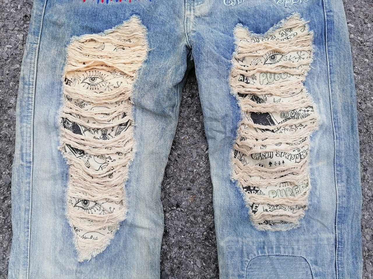 Japanese Brand Candy Stripper Distressed Denim Jeans Size US 32 / EU 48 - 2 Thumbnail