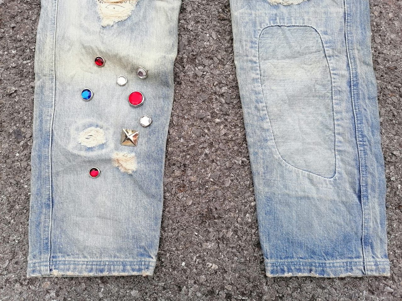 Japanese Brand Candy Stripper Distressed Denim Jeans Size US 32 / EU 48 - 3 Thumbnail