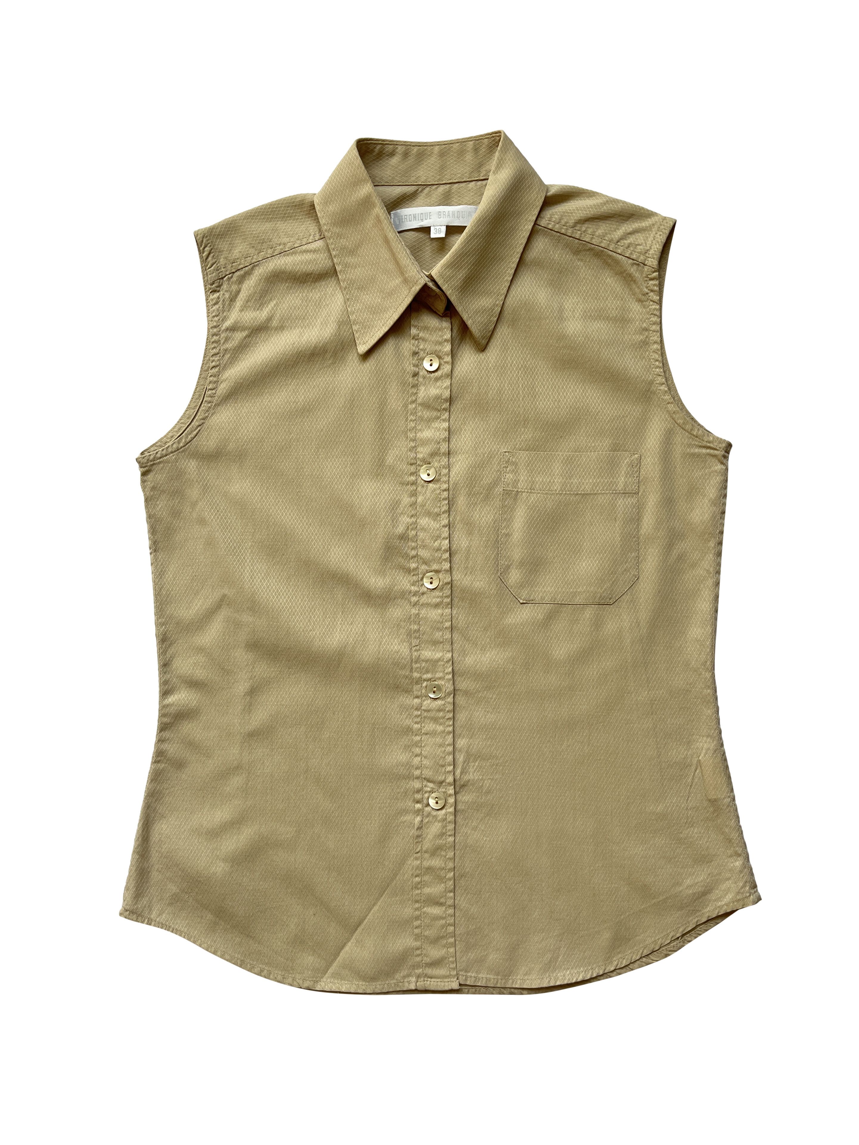 image of 2000S' Veronique Branquinho Sleeveless Shirt in Champagne, Women's (Size Medium)