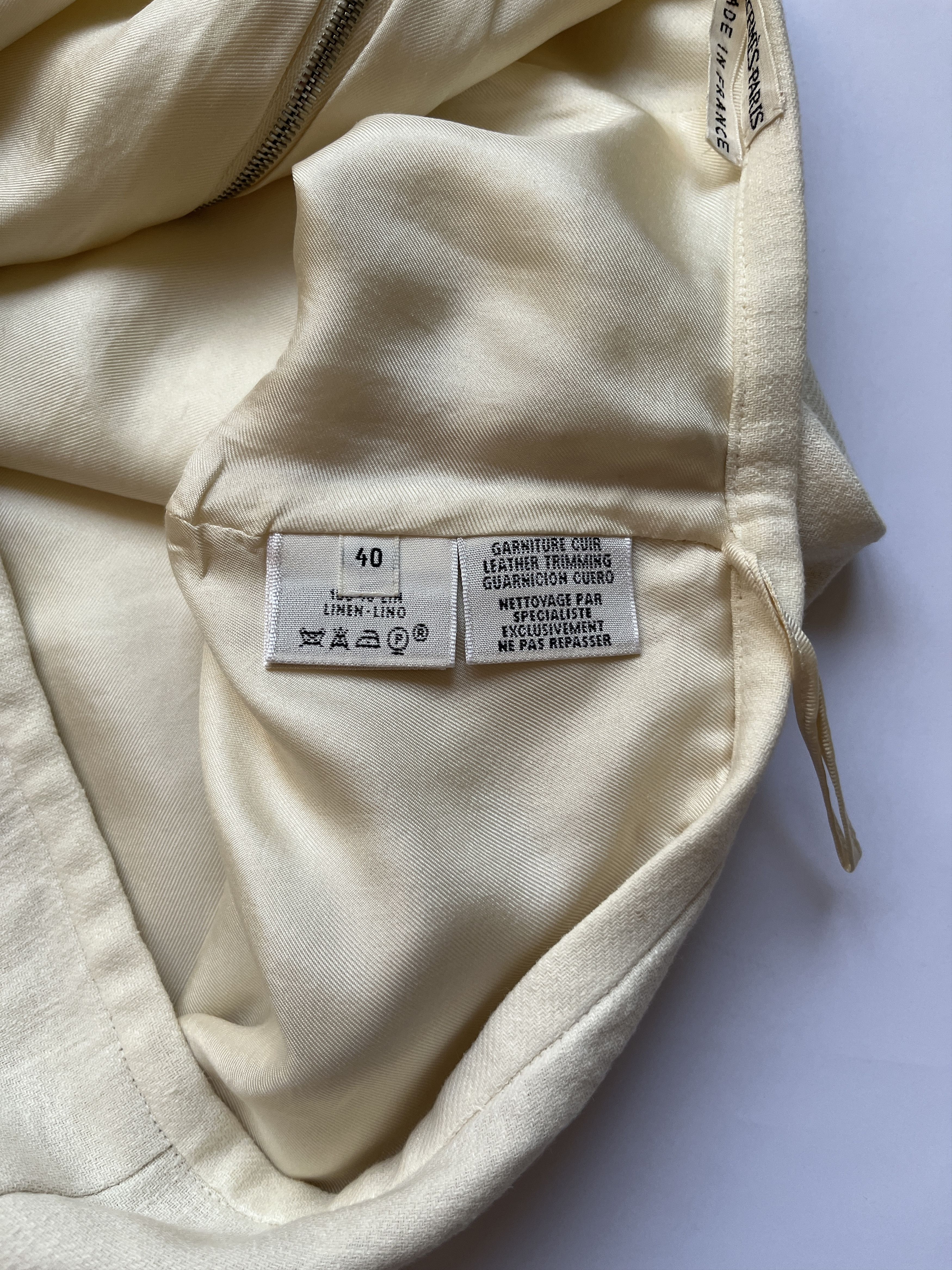 Hermes × Maison Margiela ⚡️QUICK SALE⚡️Hermes by Margiela Cream Linen Skirt Size 30" / US 8 / IT 44 - 4 Thumbnail